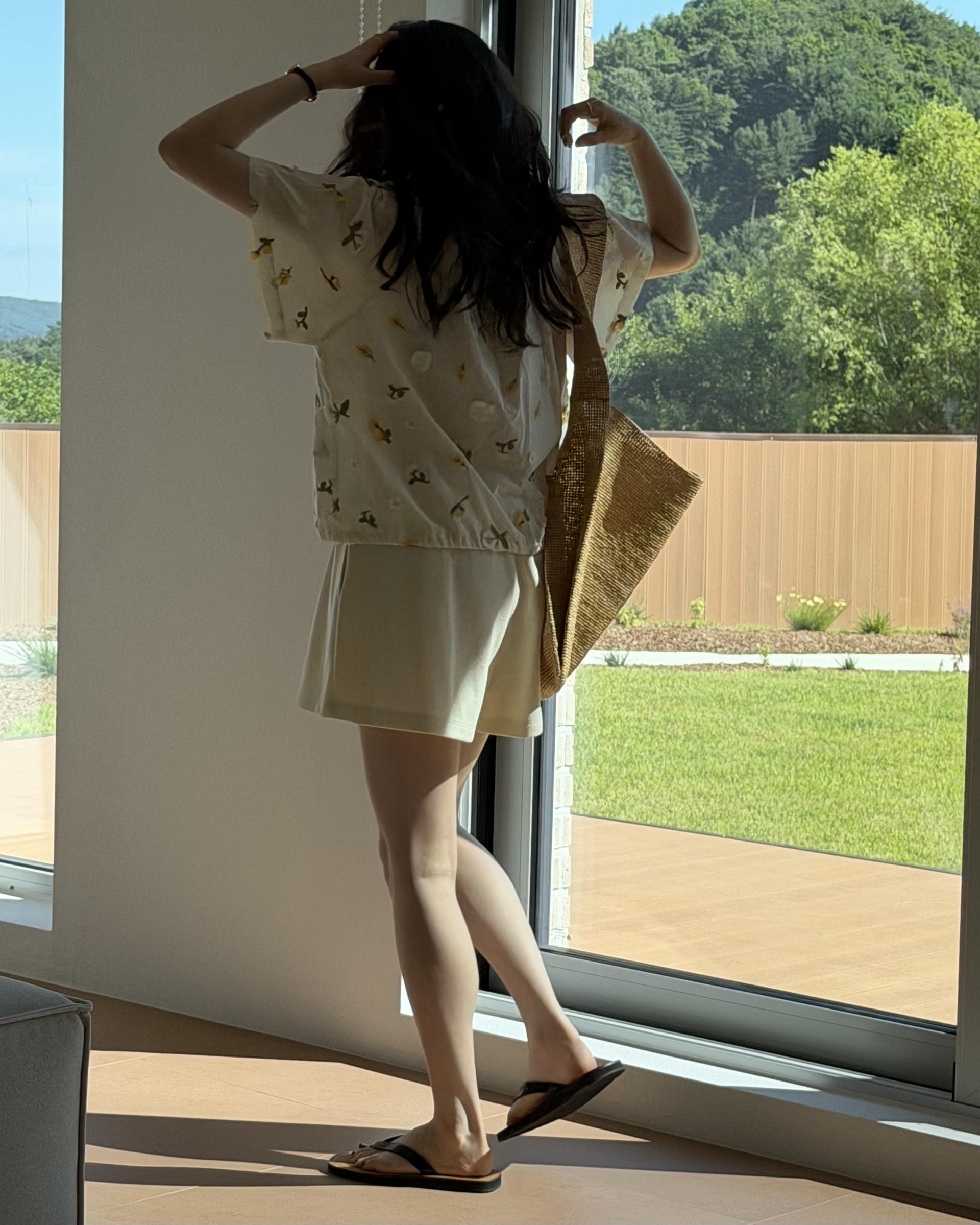 cream terry shorts