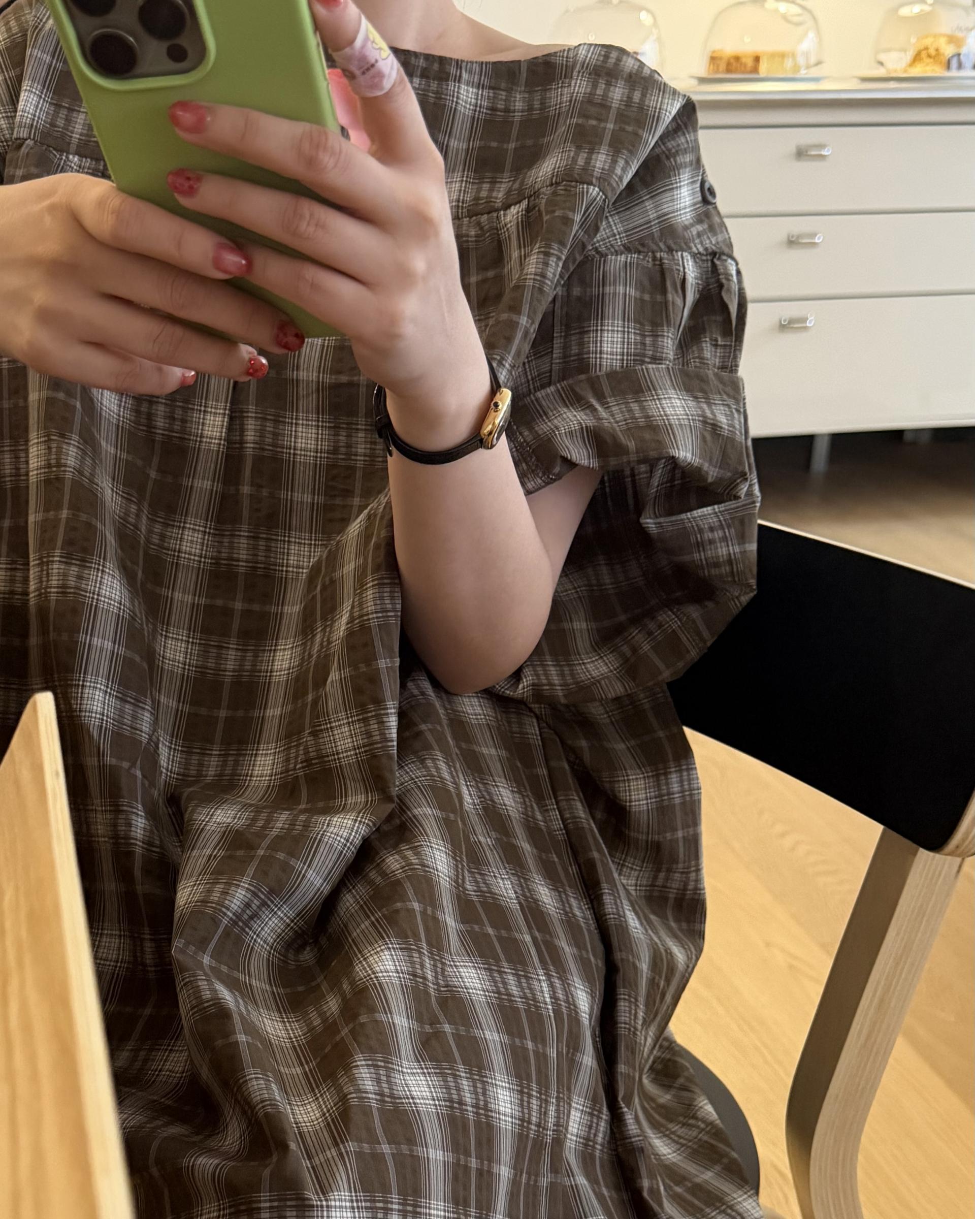 brioche check dress (mocha)