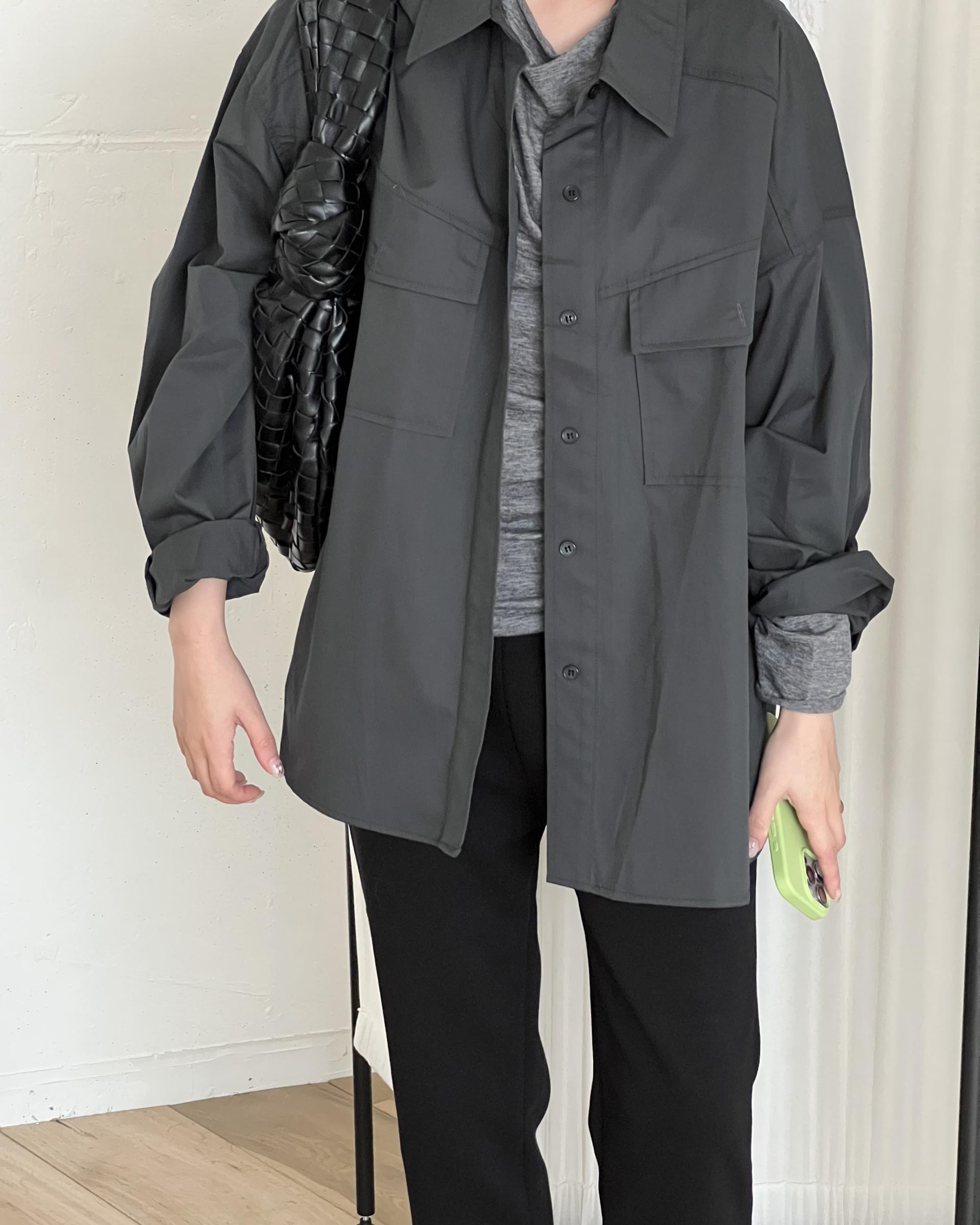over pocket shirt (mint/charcoal)