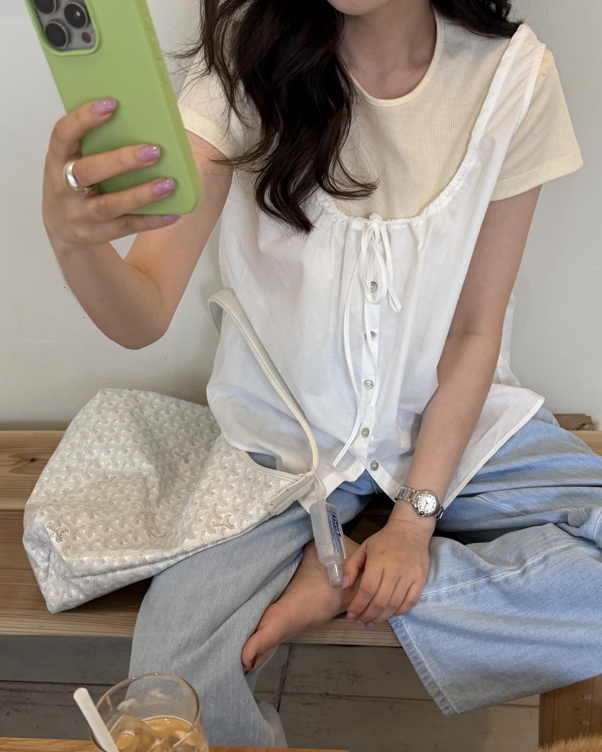 dew blouse (charcoal/white)