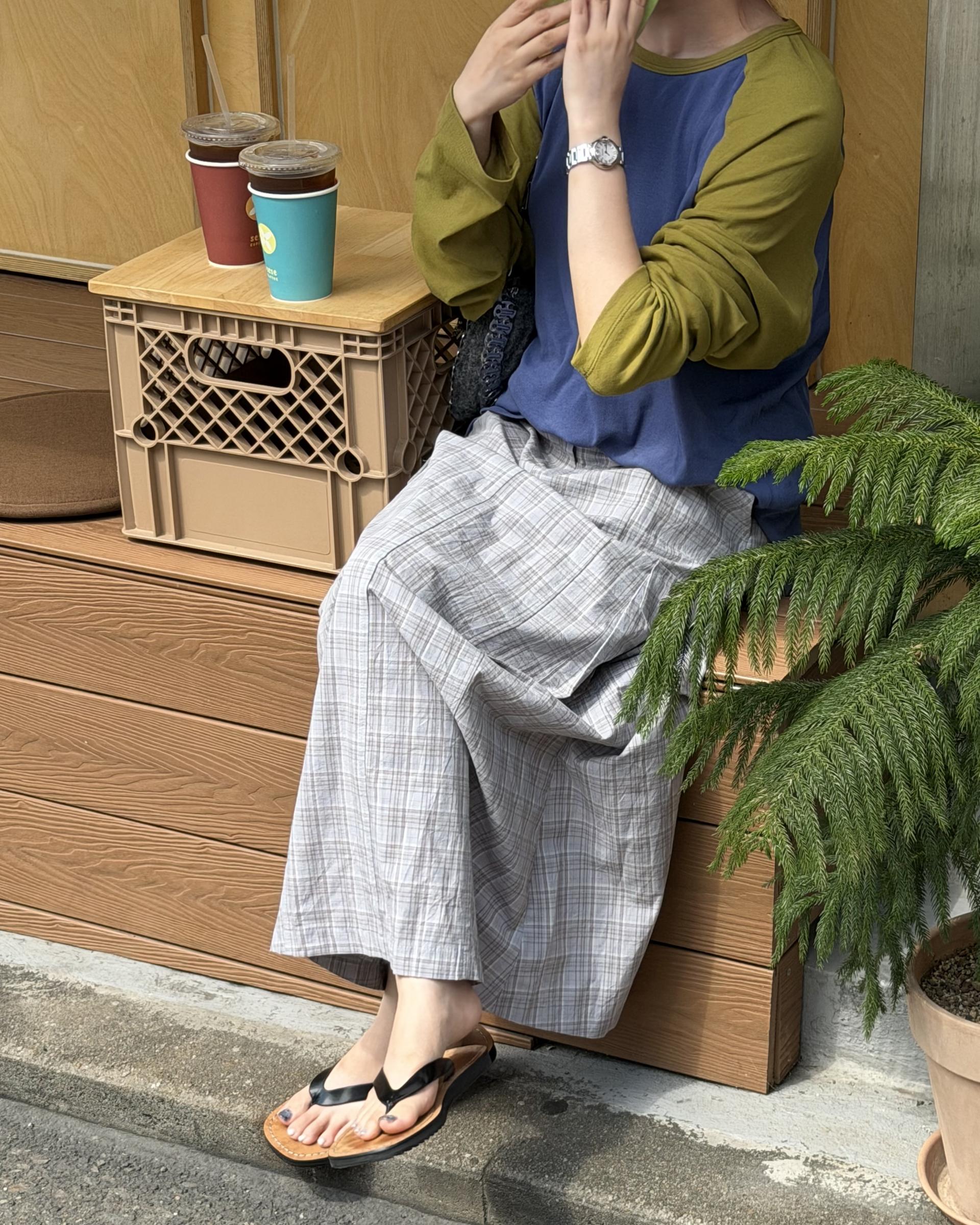 teddy check skirt (grey/navy)