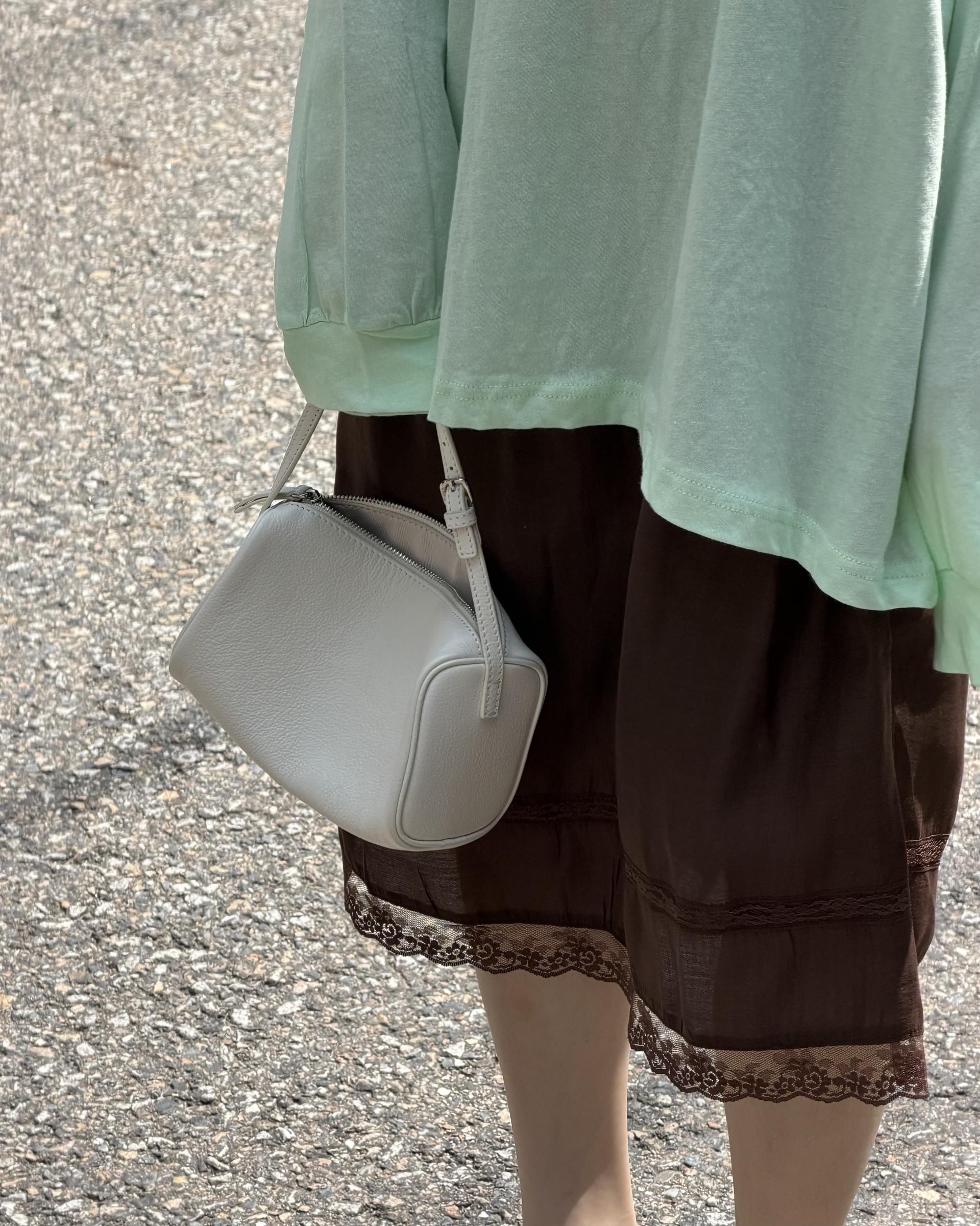 silk lace skirt (mint/brown)