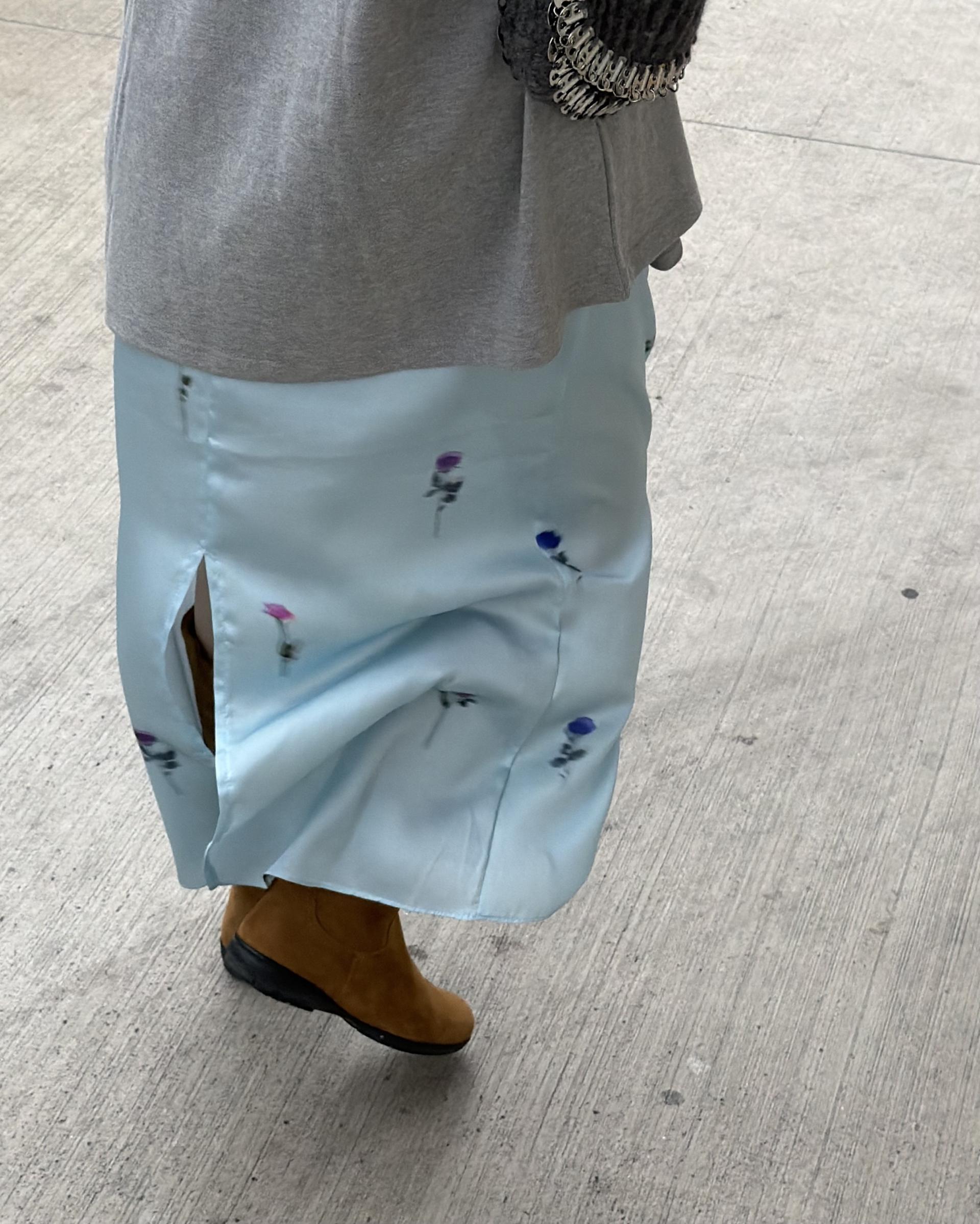 domingo flower skirt (sky blue)