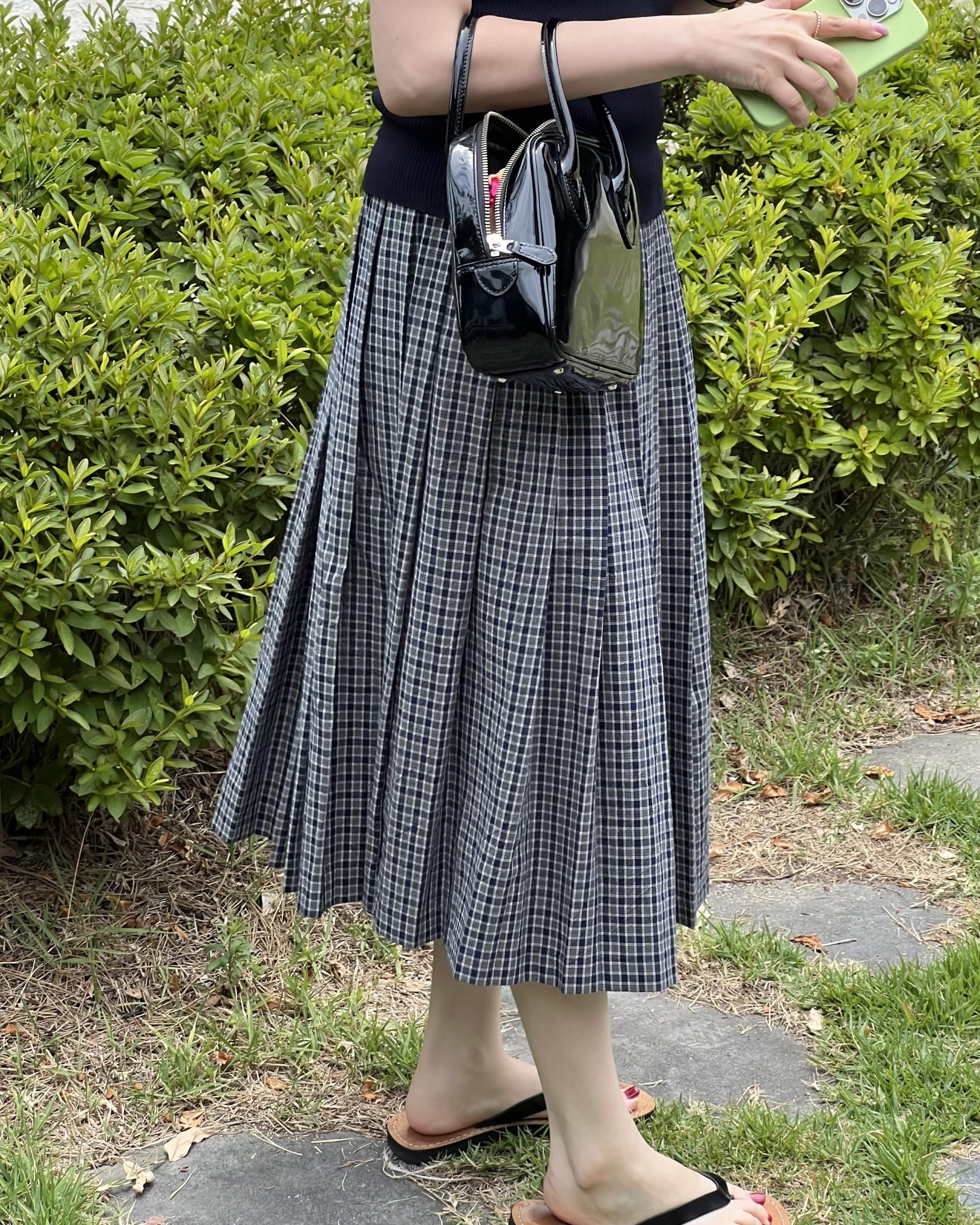 madeleine pleats skirt (check/cream)