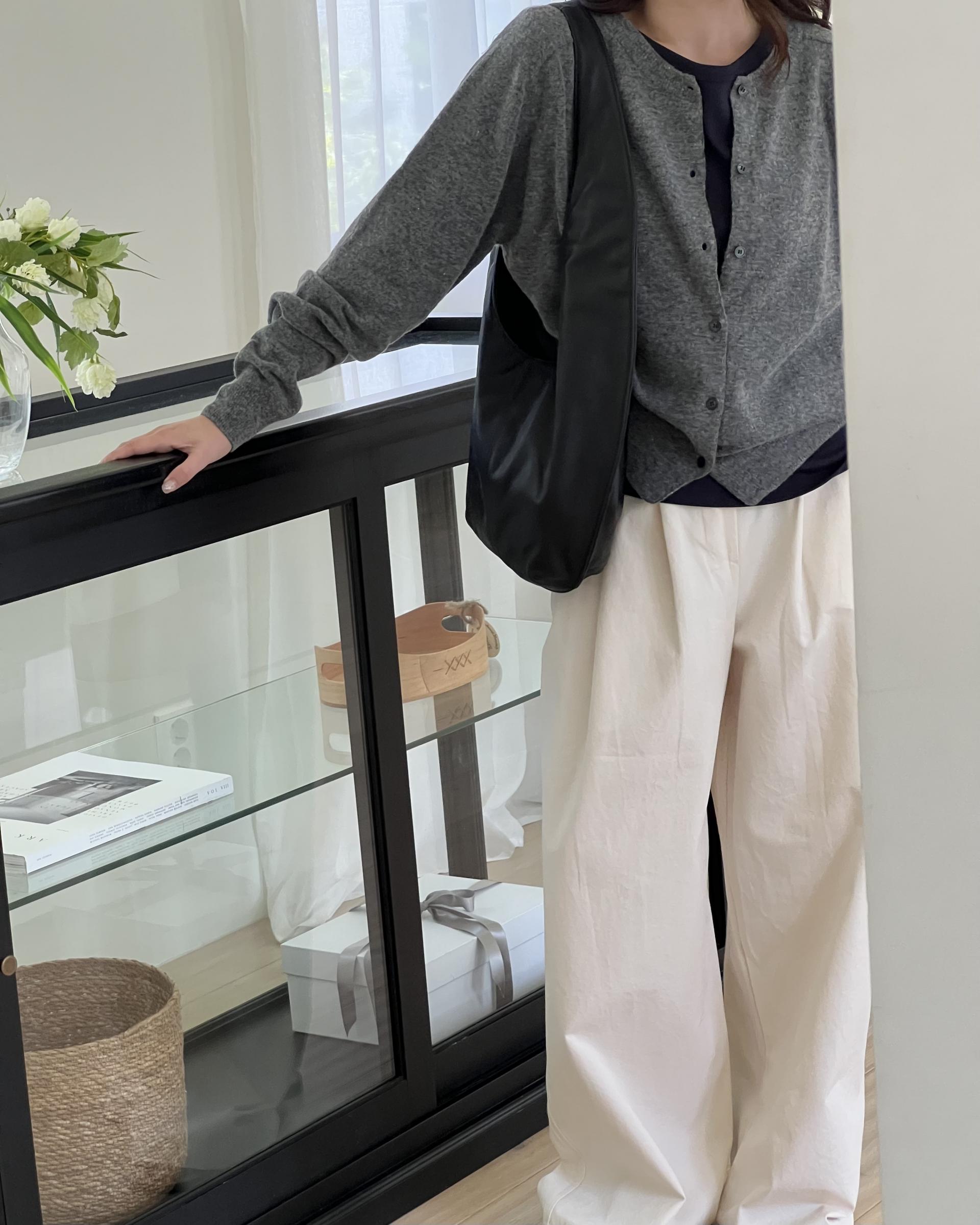 cotton pintuck pants (navy/cream/khaki)