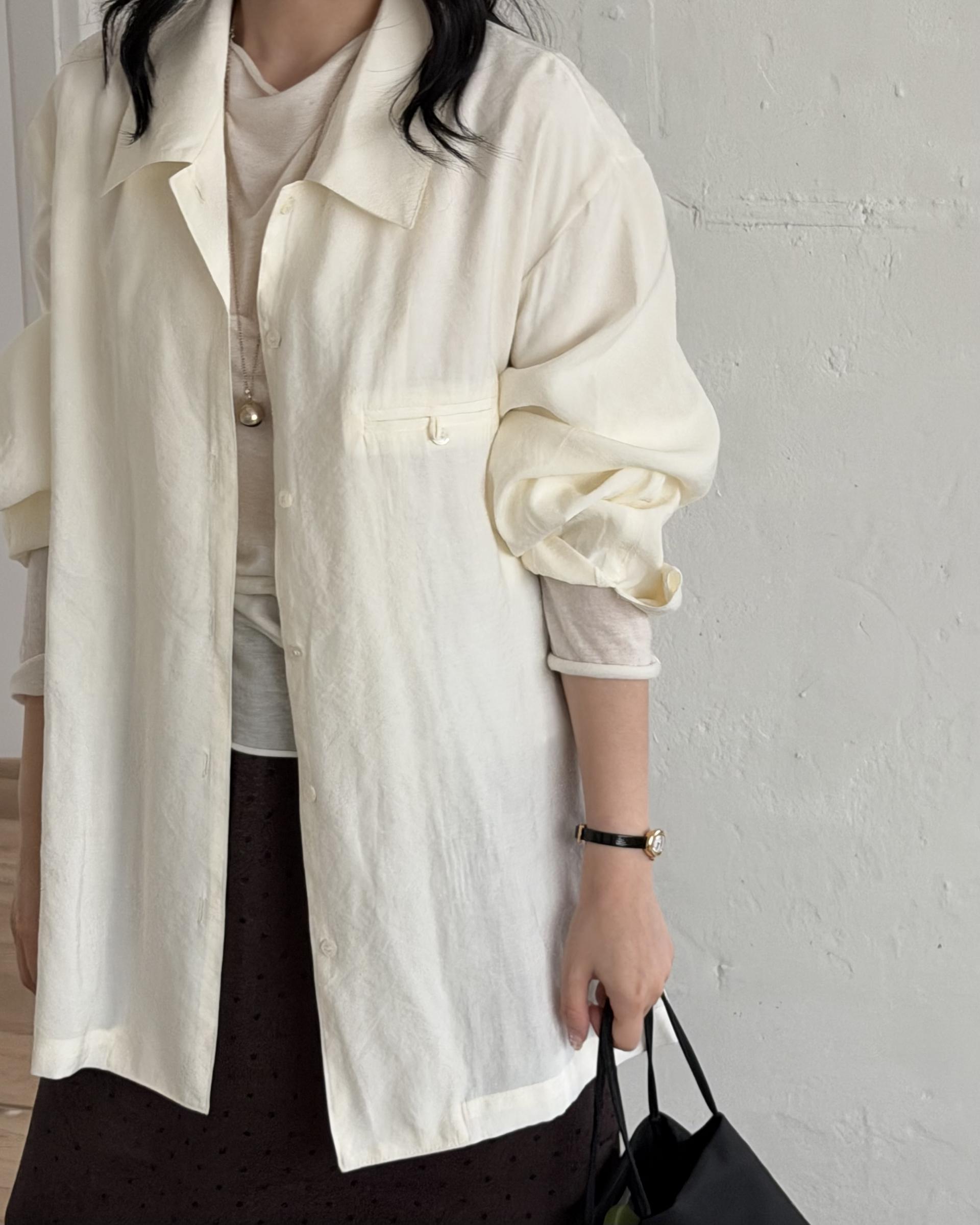 prim button blouse (brown/navy/cream) ์