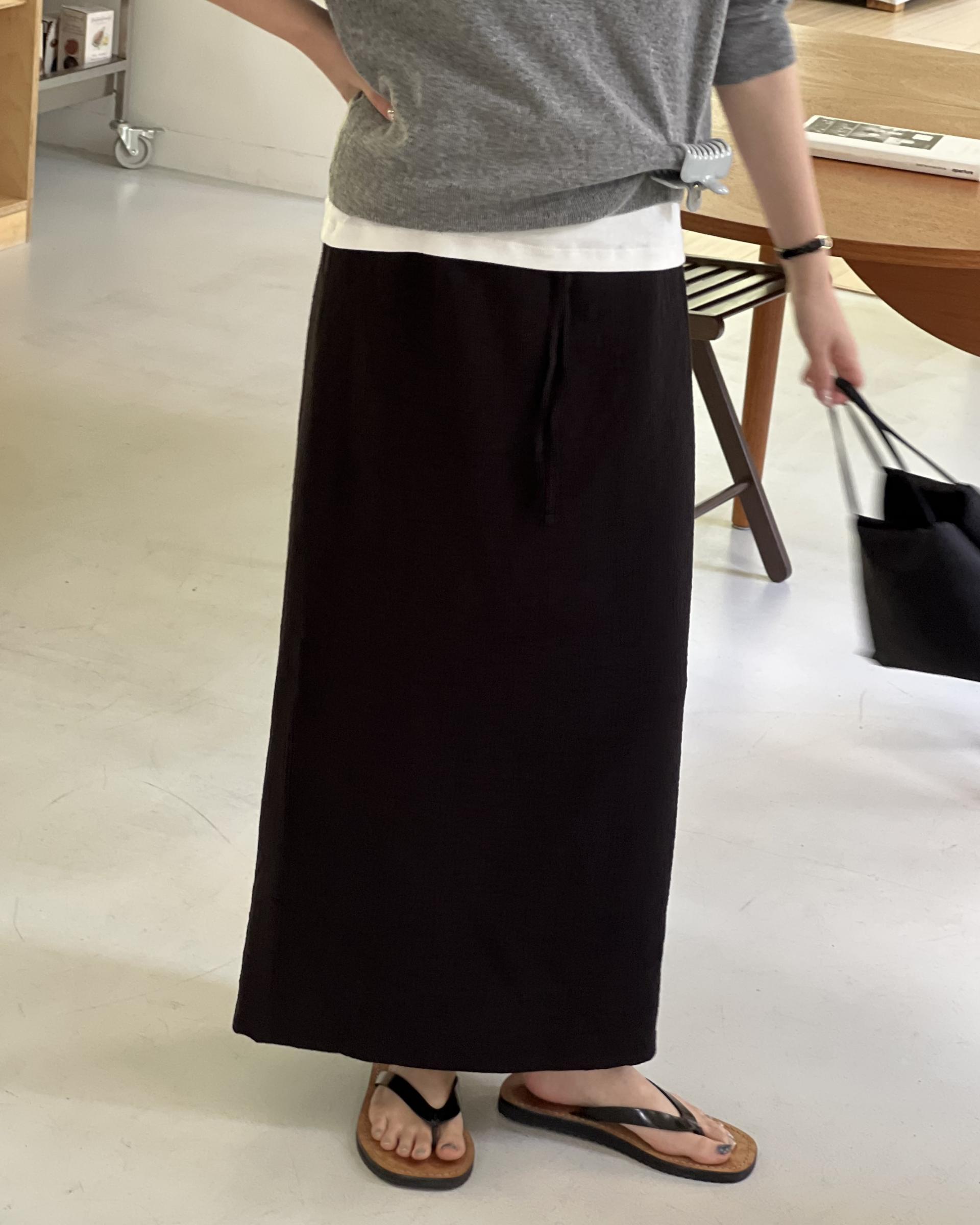 base wrinkle skirt (black/cream)