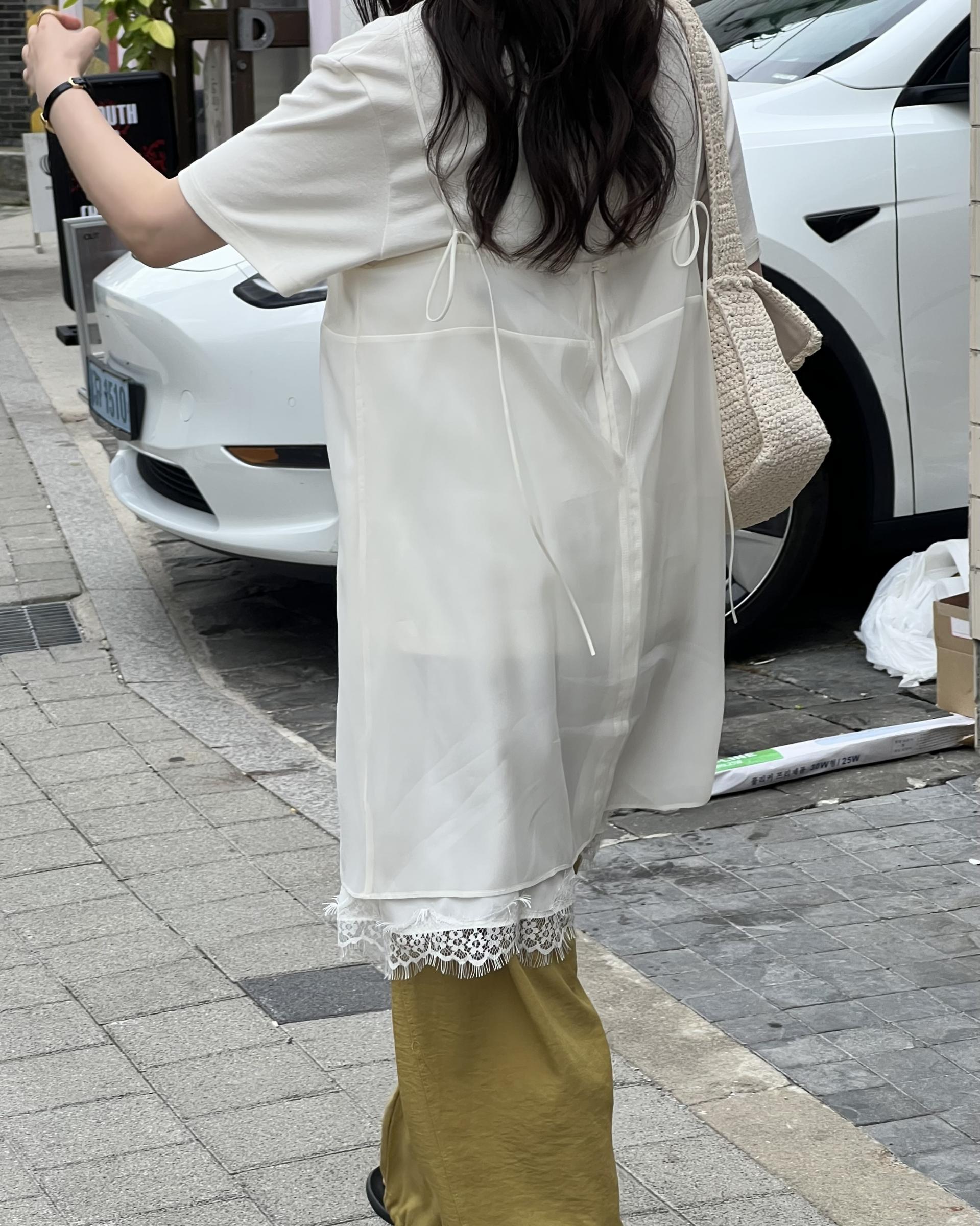 sheer layered dress (cream/dusty pink)