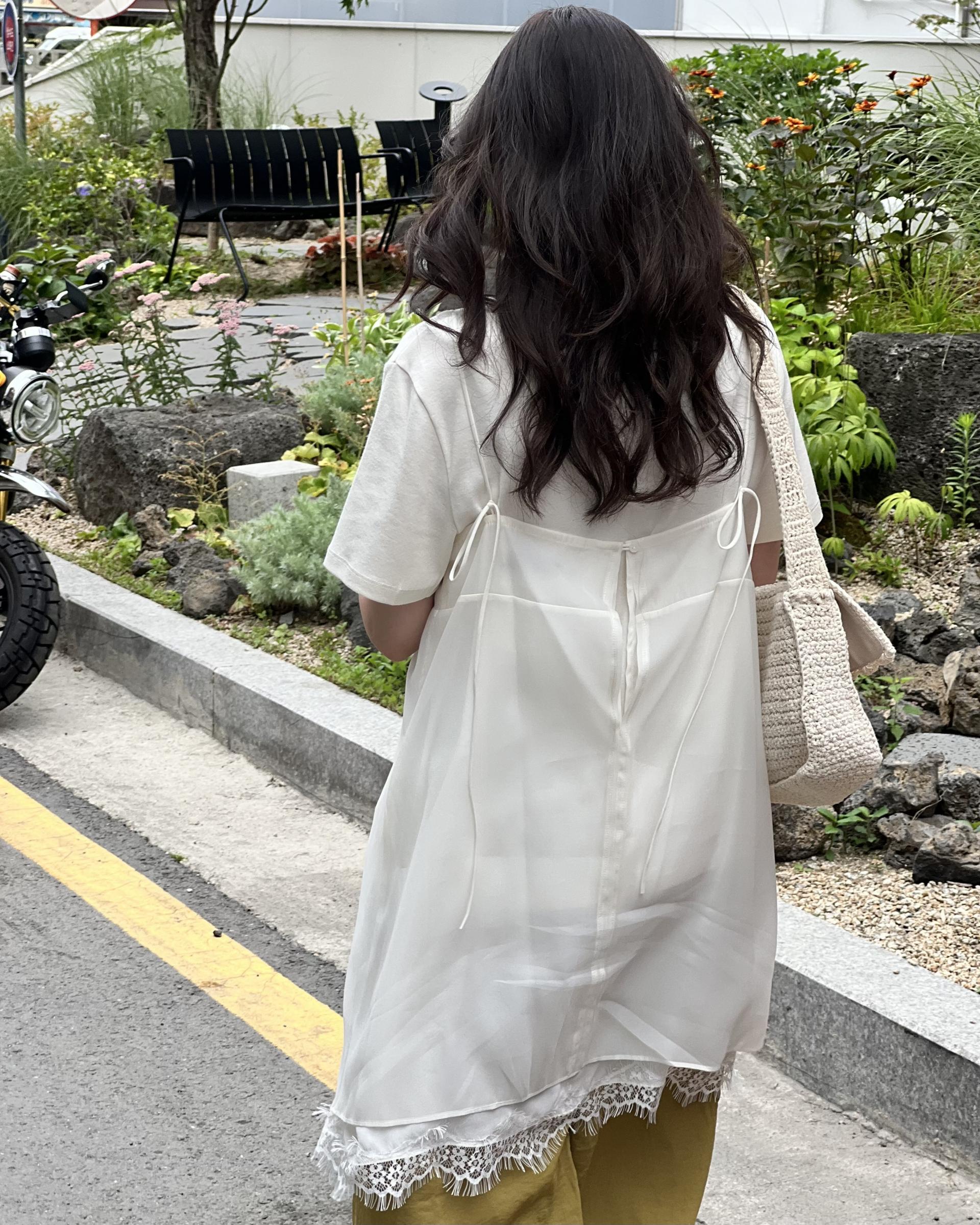 sheer layered dress (cream/dusty pink)