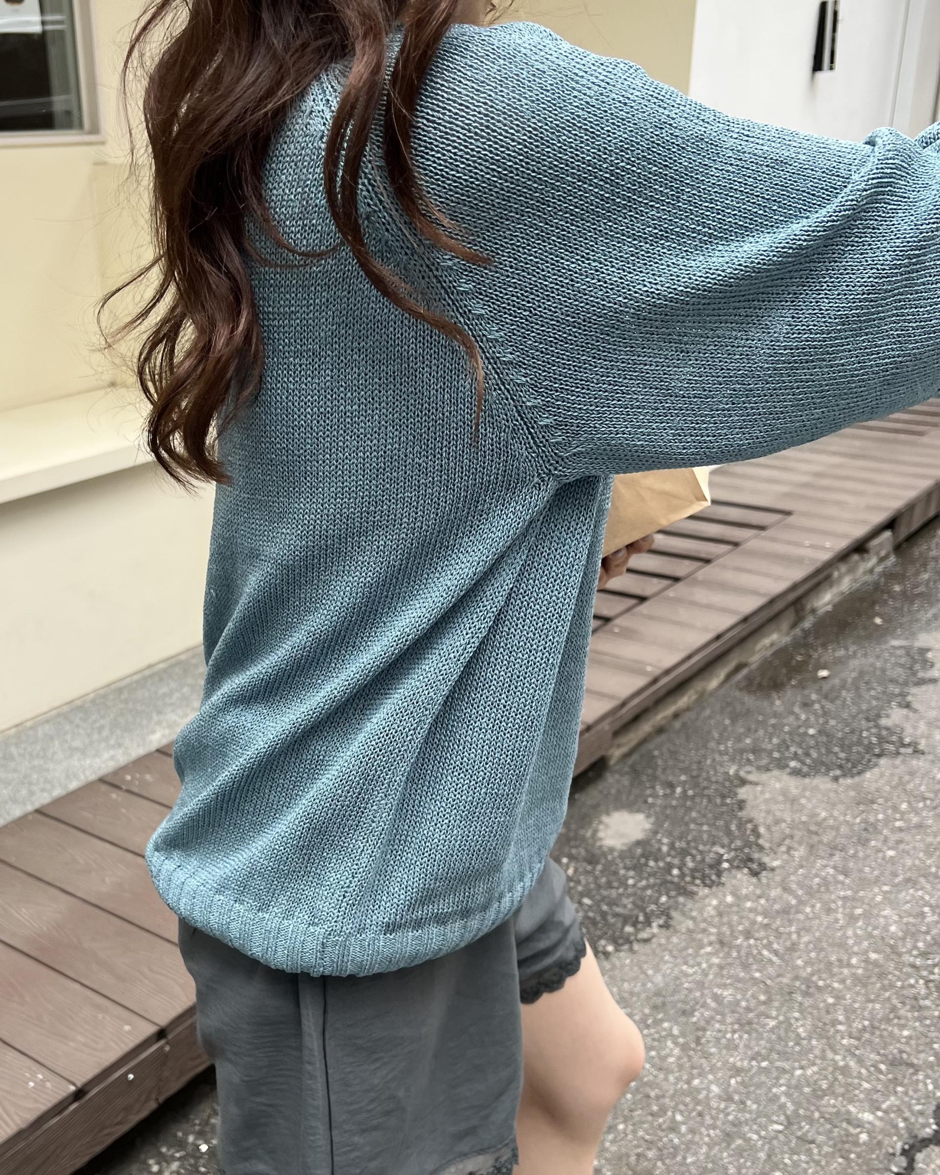 meet round knit(turkish blue/cream)