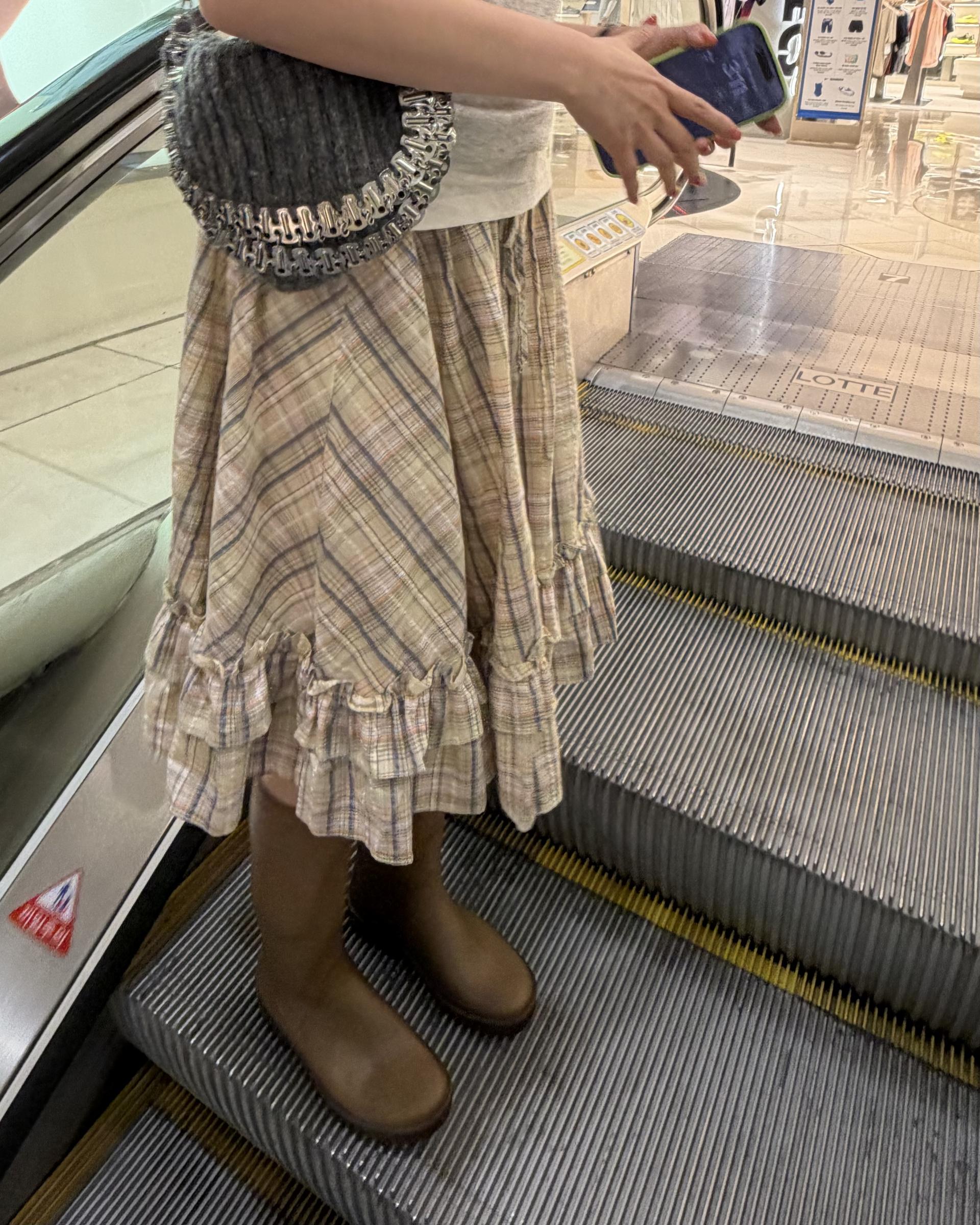 matilda check skirt (right mint/right yellow)