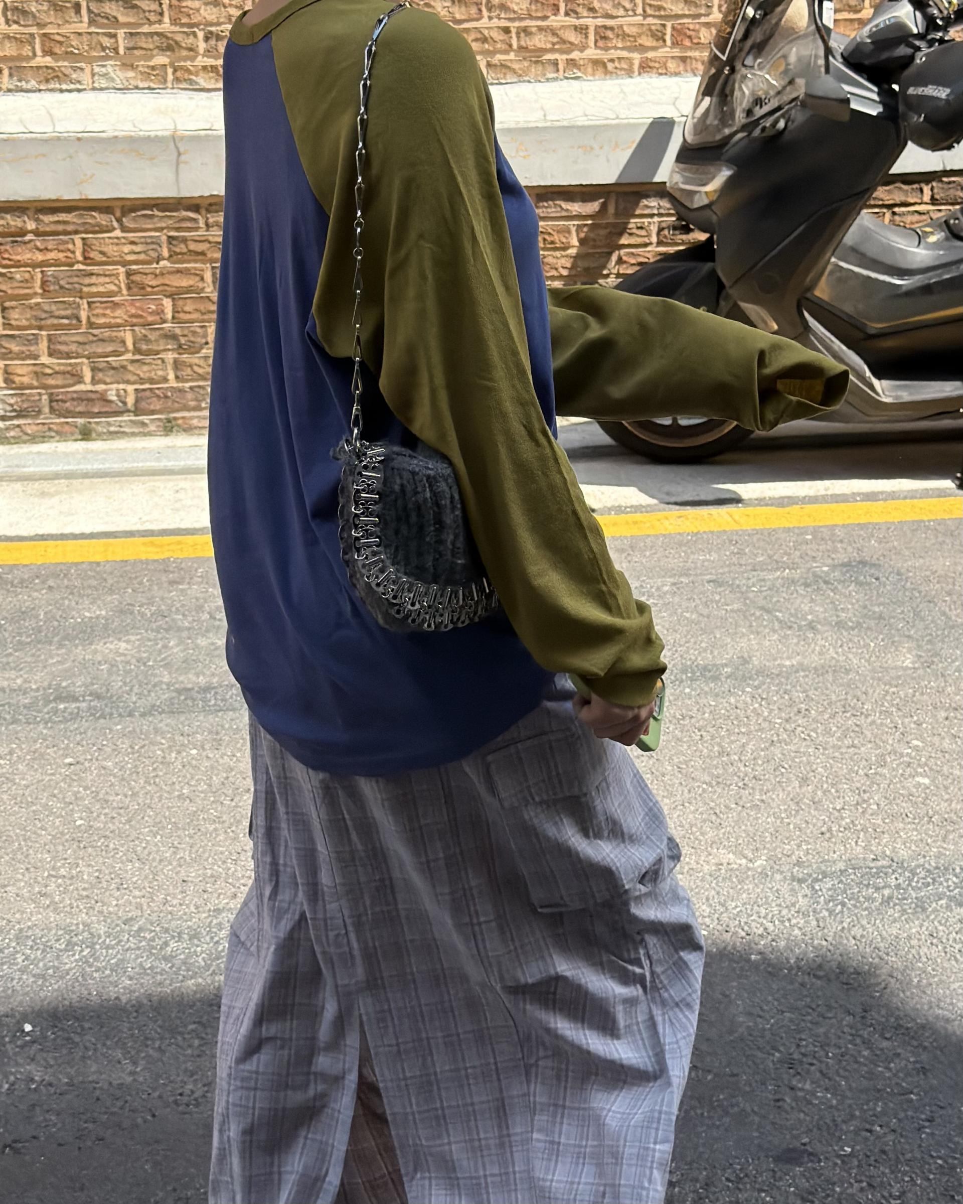 teddy check skirt (grey/navy)