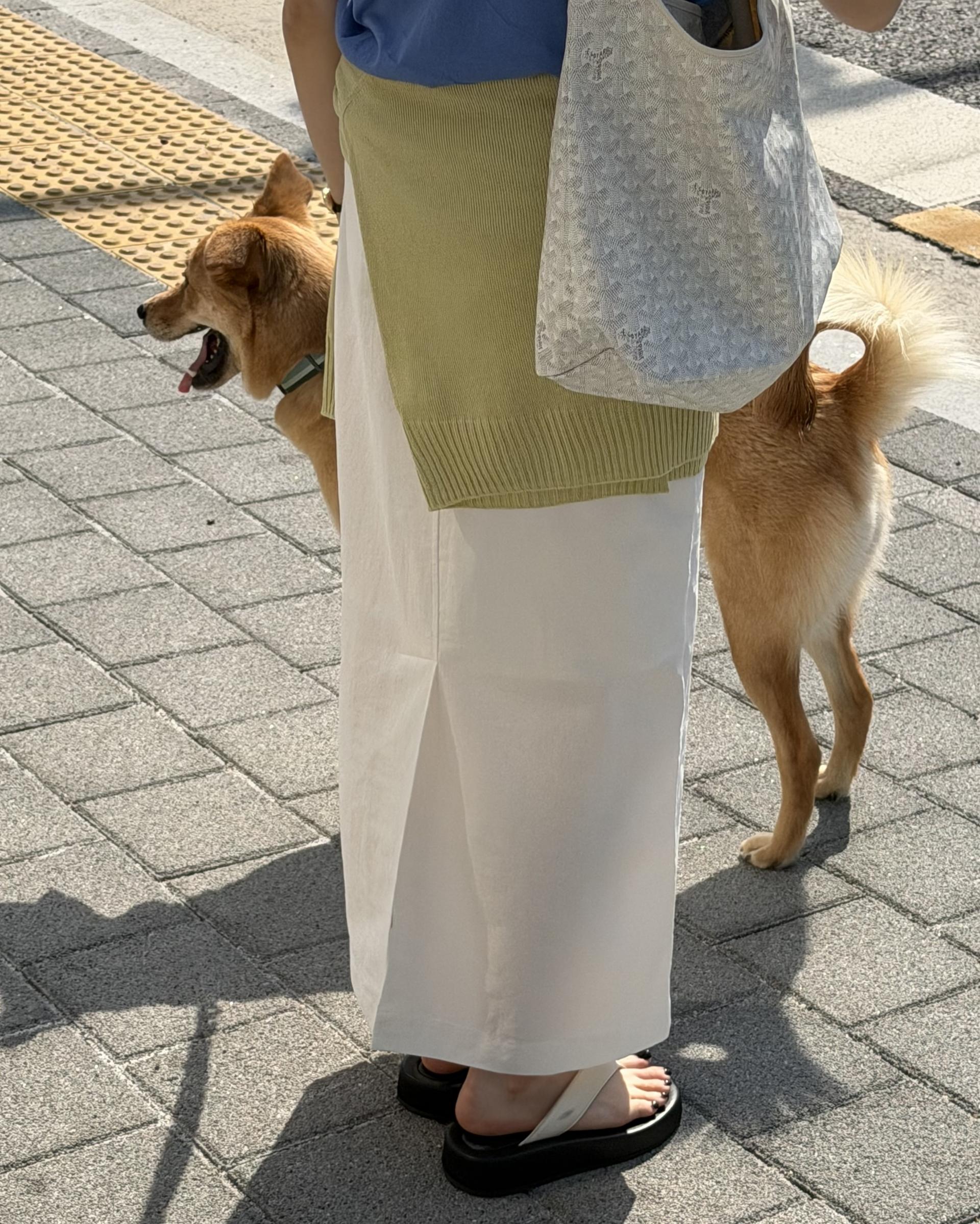 creme cotton skirt (beige/white) 완