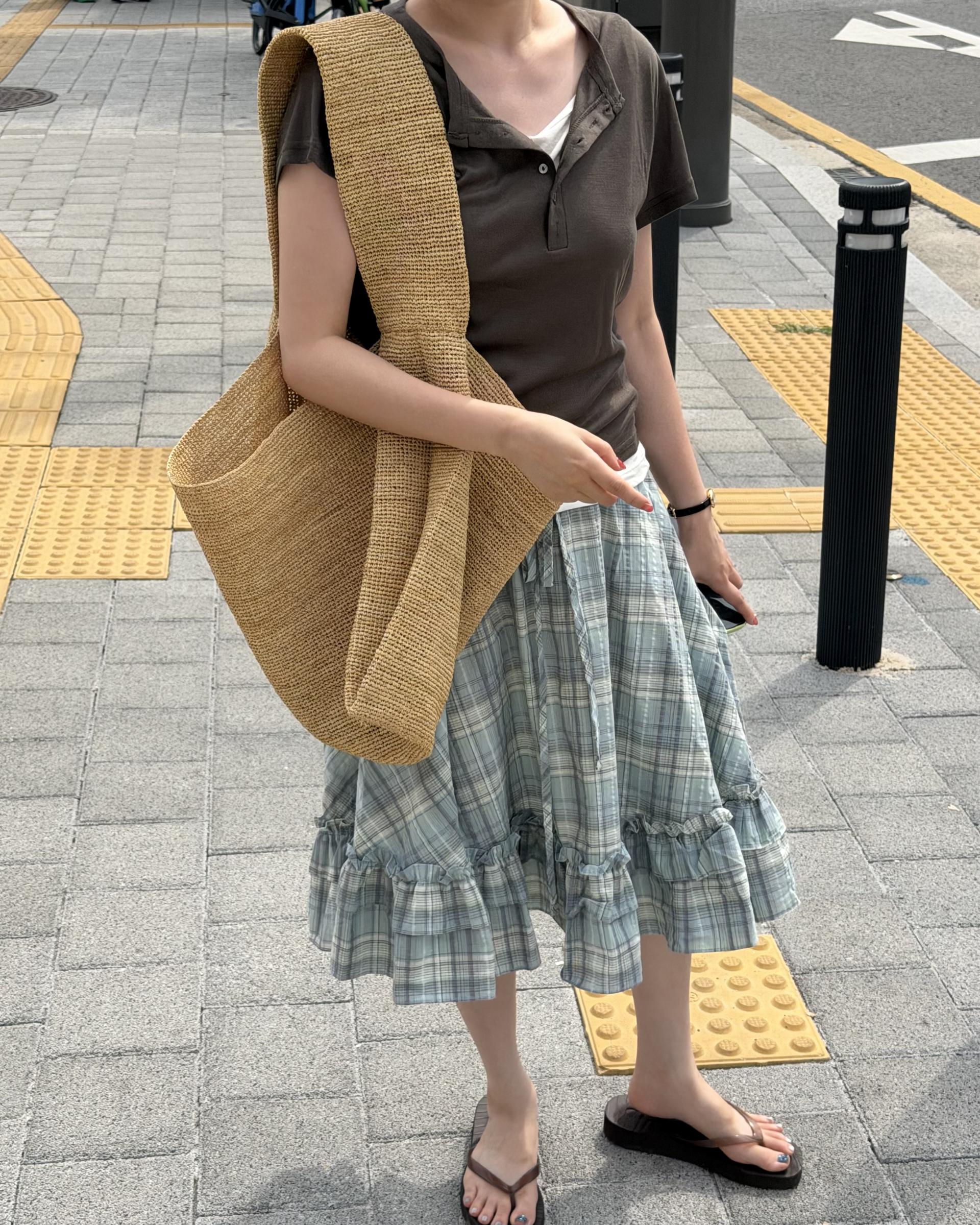 matilda check skirt (right mint/right yellow)