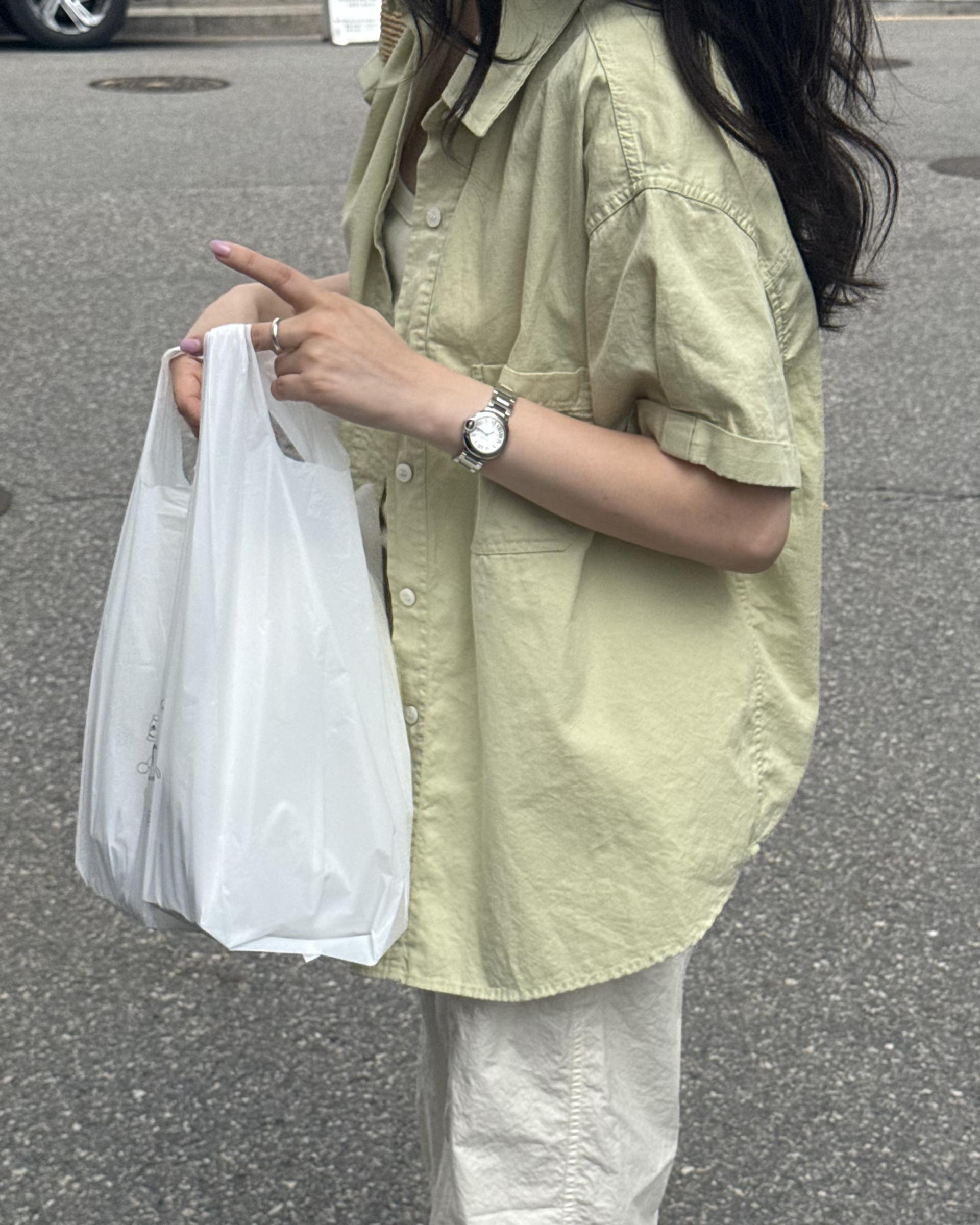 washing half shirt (melon/white/blue)