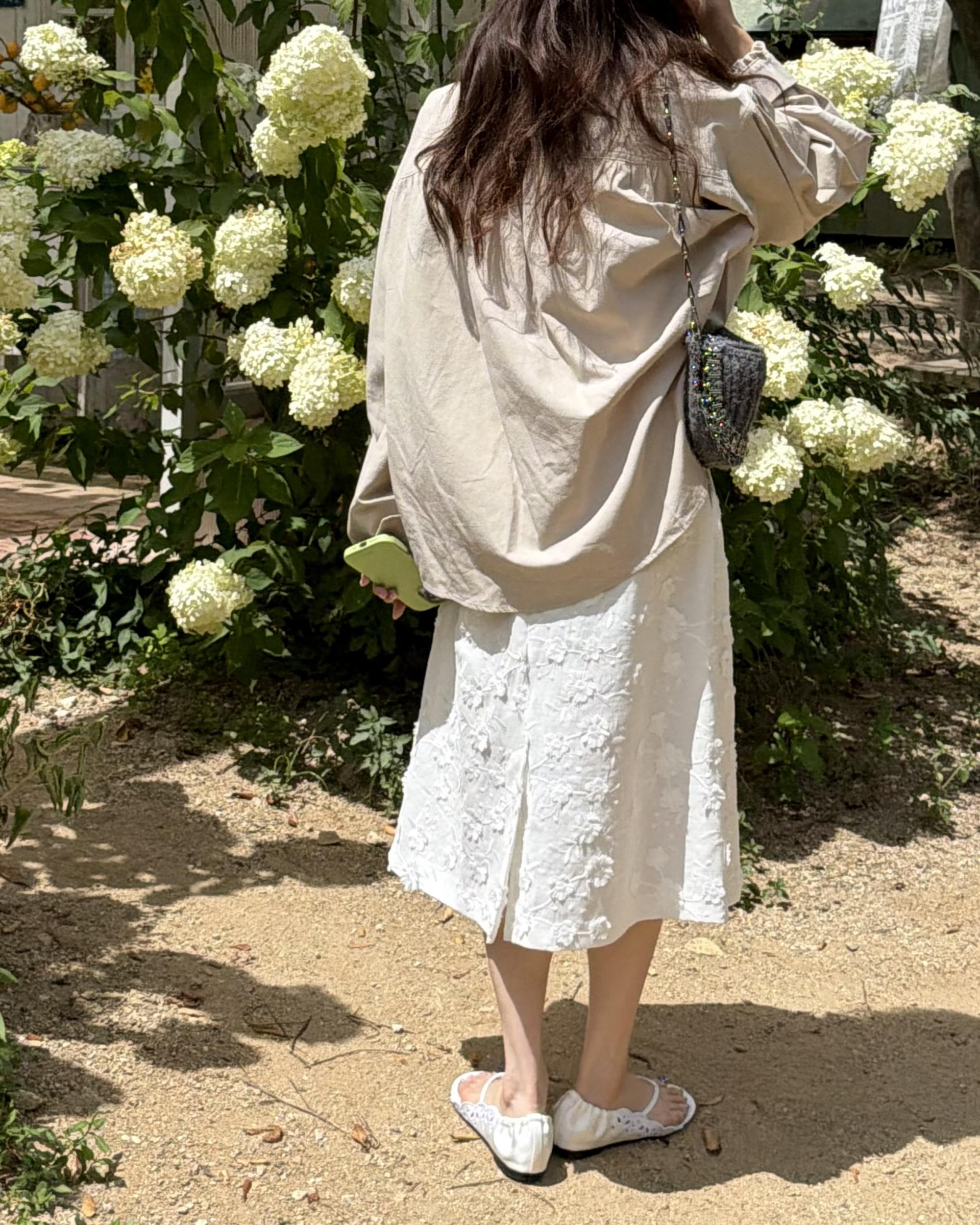 magnet shirring blouse (cream/beige)