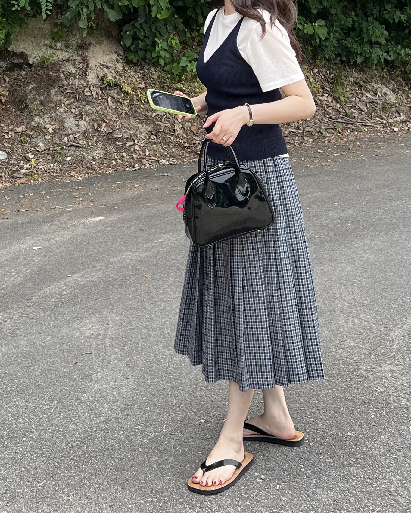 madeleine pleats skirt (check/cream)