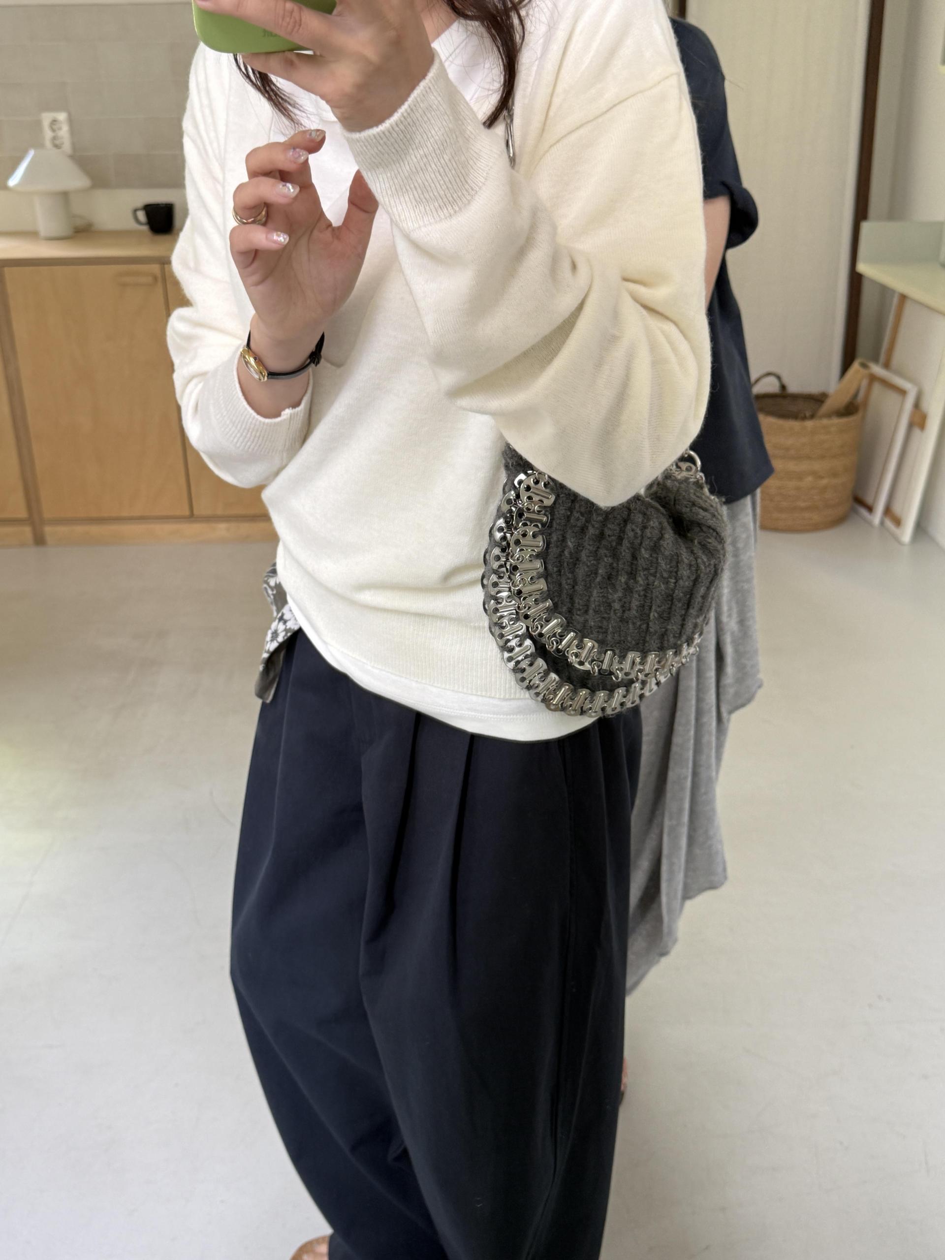 cotton pintuck pants (navy/cream/khaki)