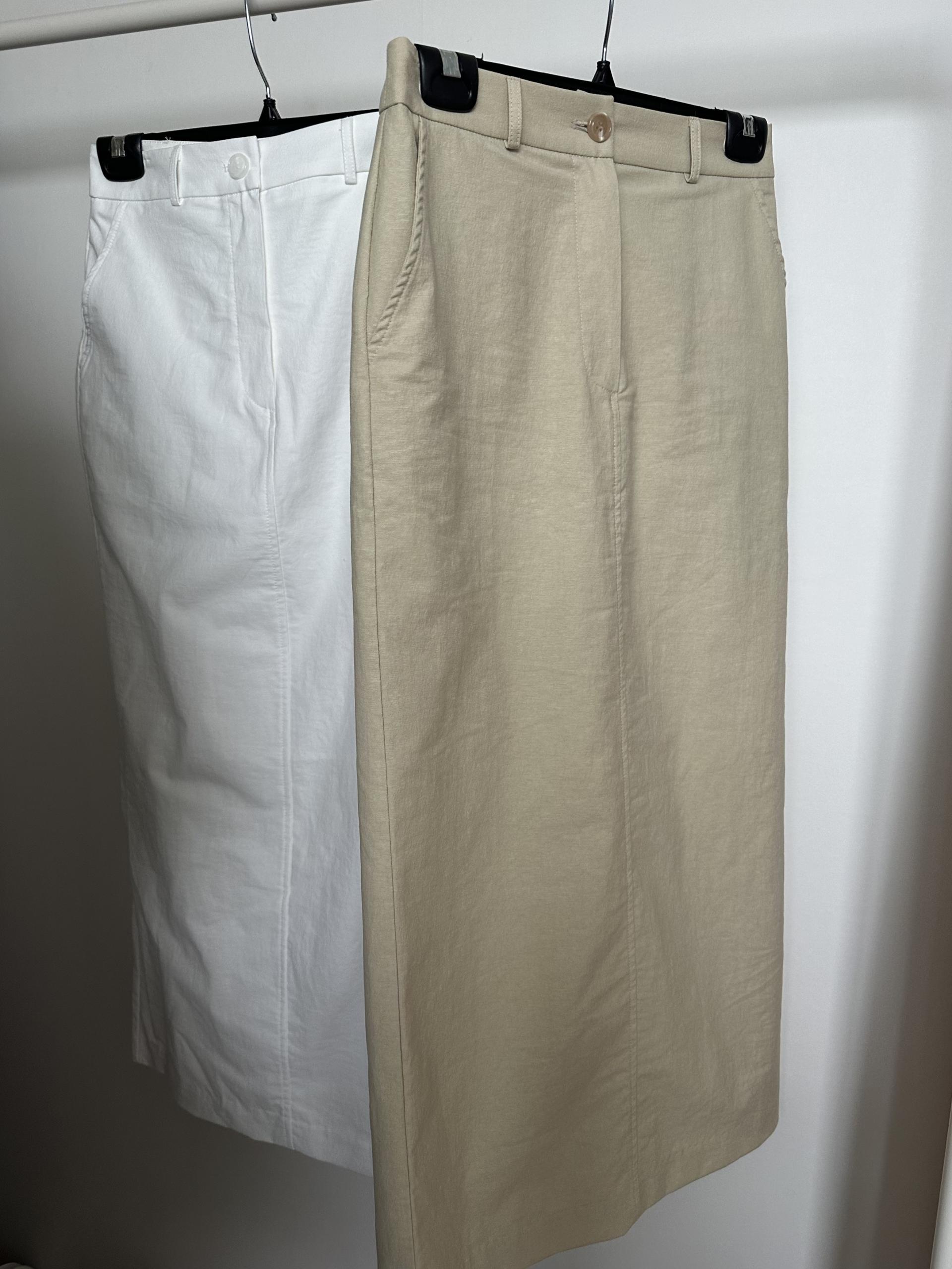 creme cotton skirt (beige/white)