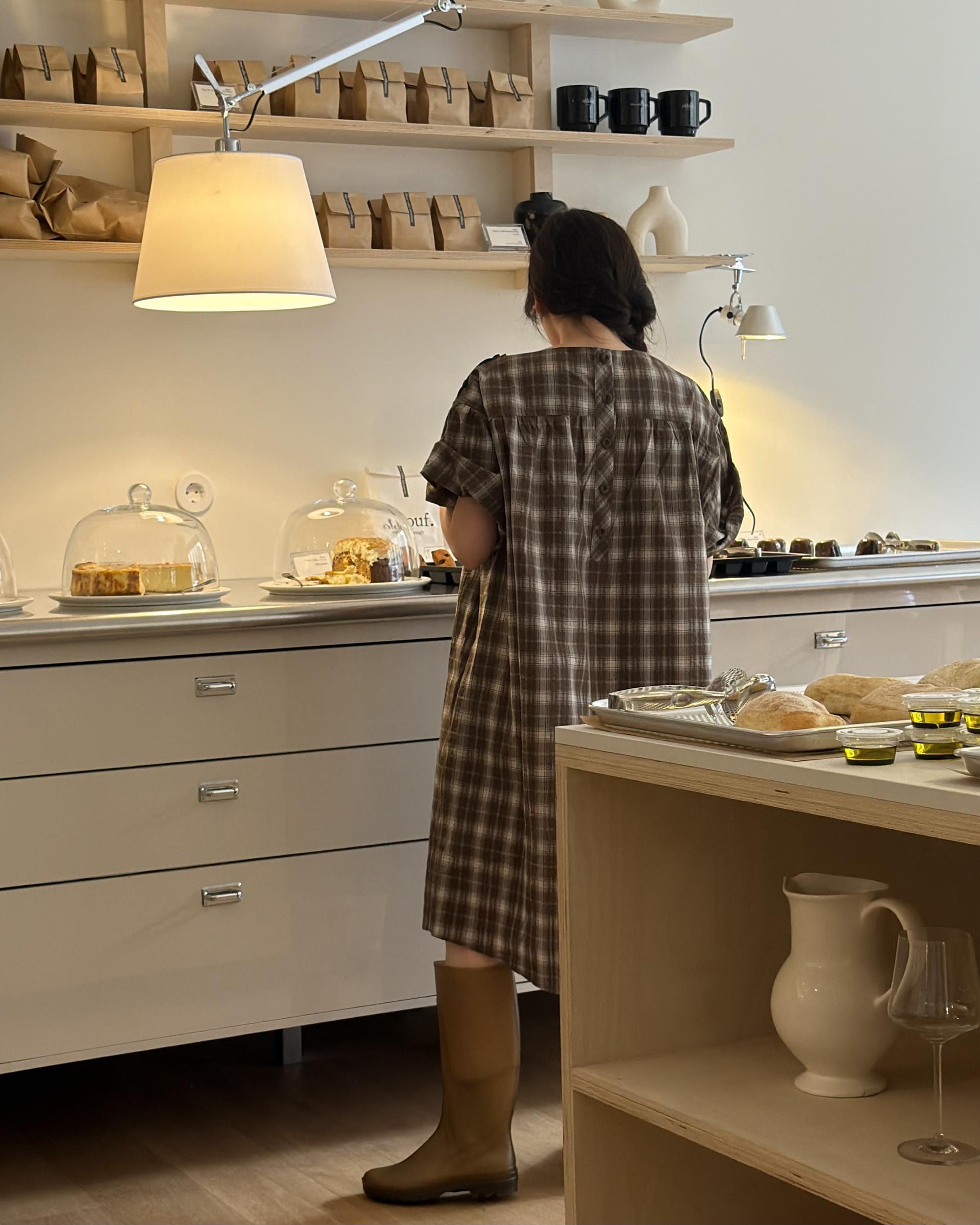 brioche check dress (mocha)
