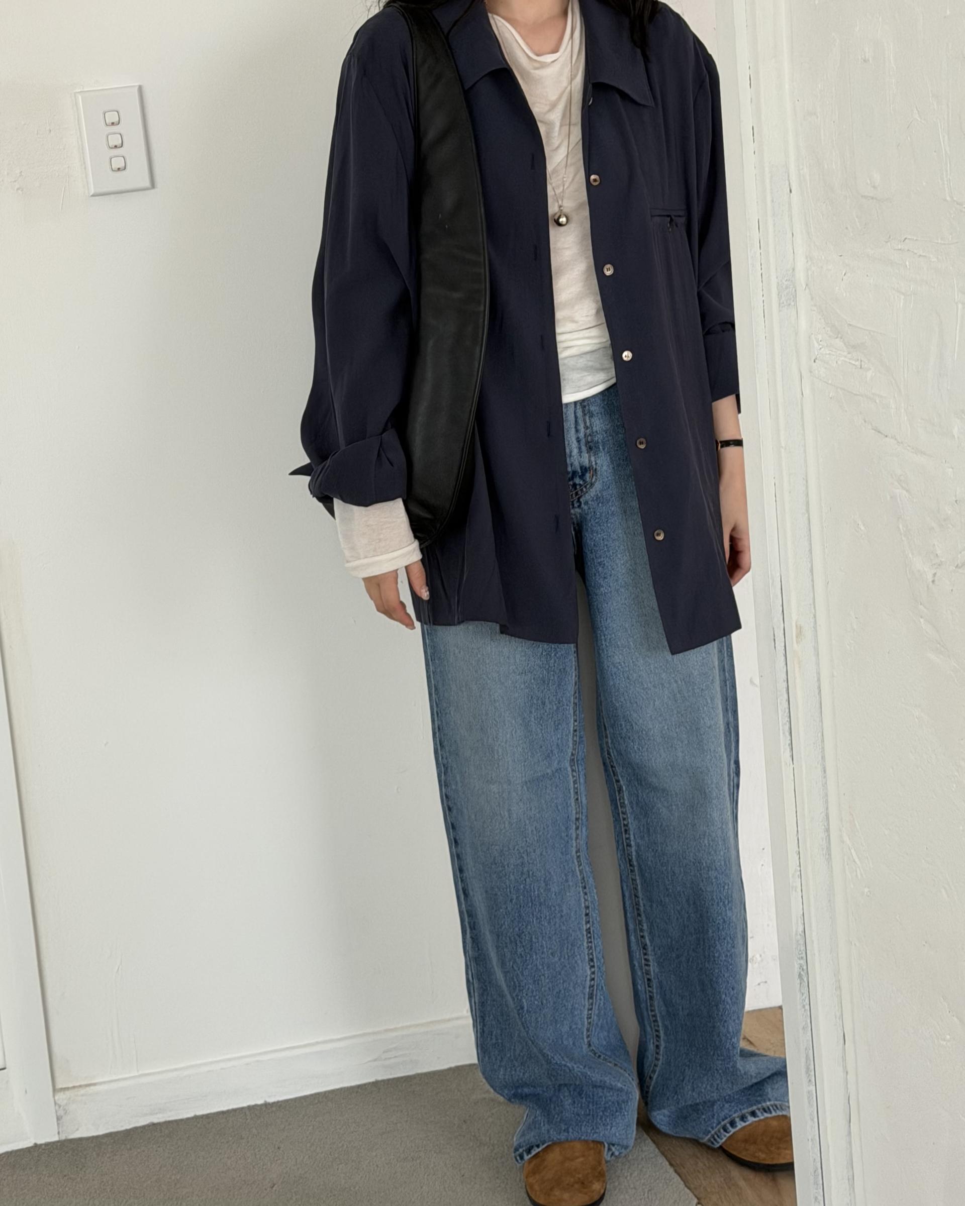 prim button blouse (brown)