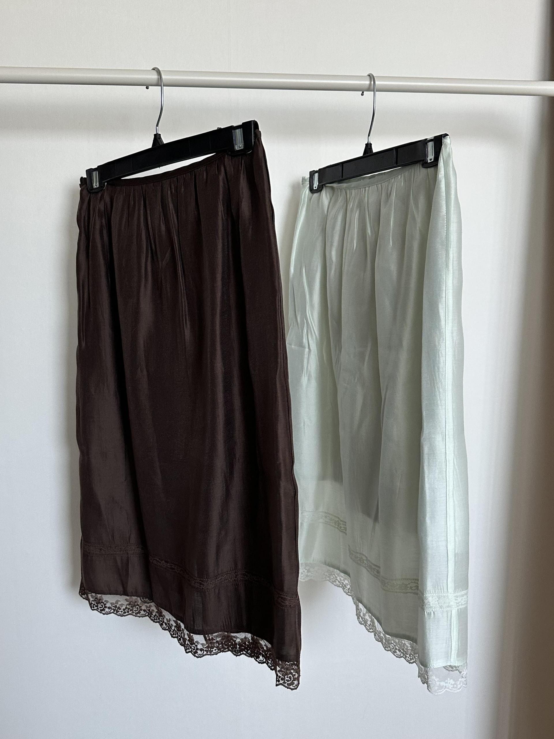 silk lace skirt (mint/brown)