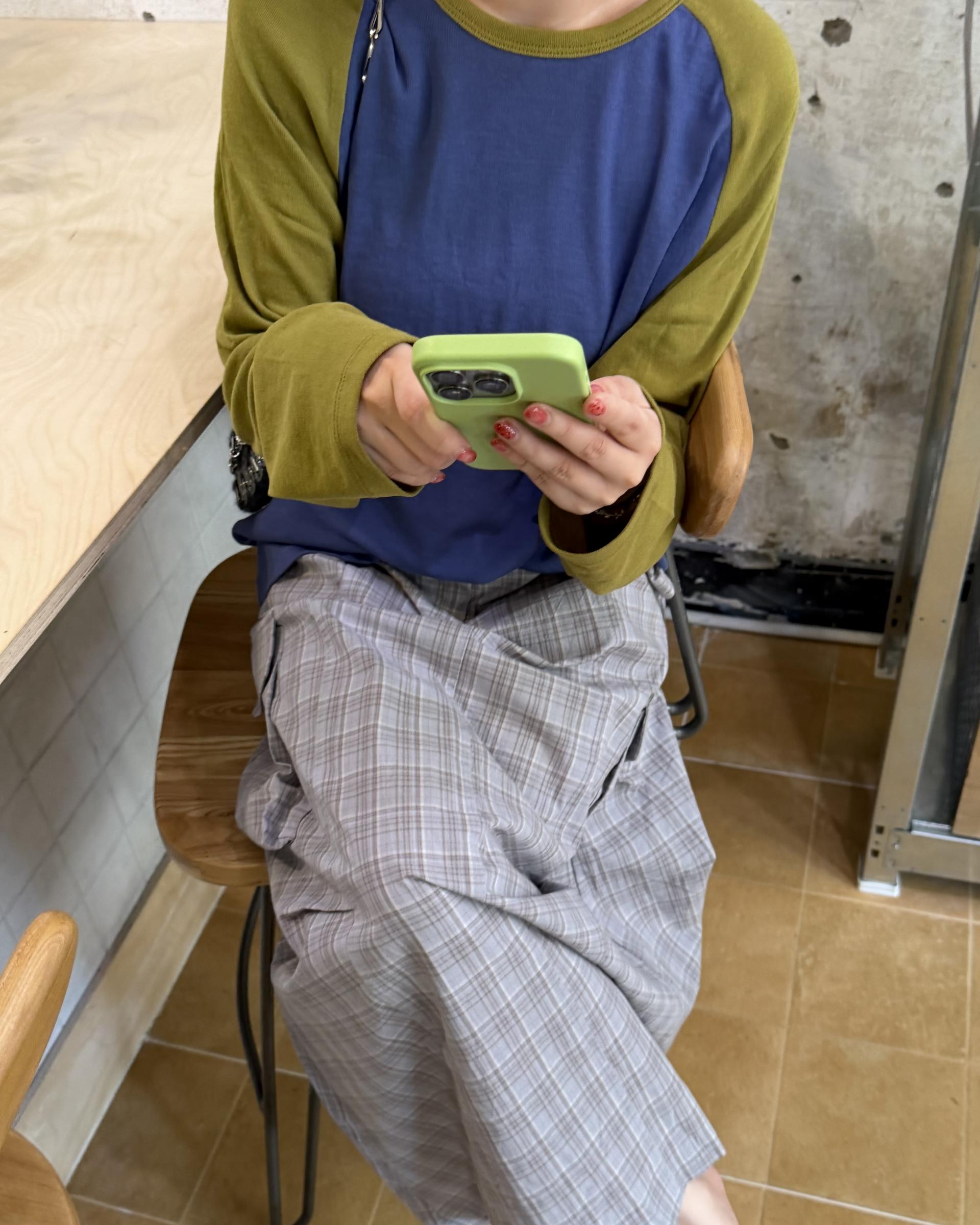 teddy check skirt (grey/navy)