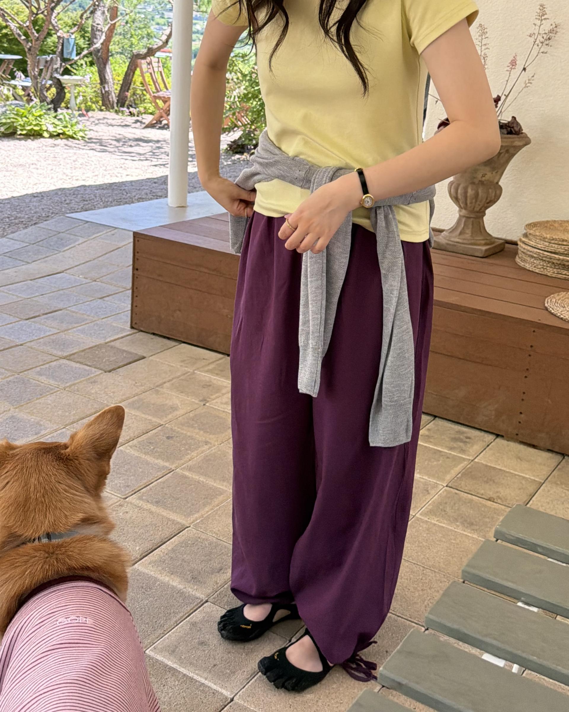 boat linen pants (purple/green)