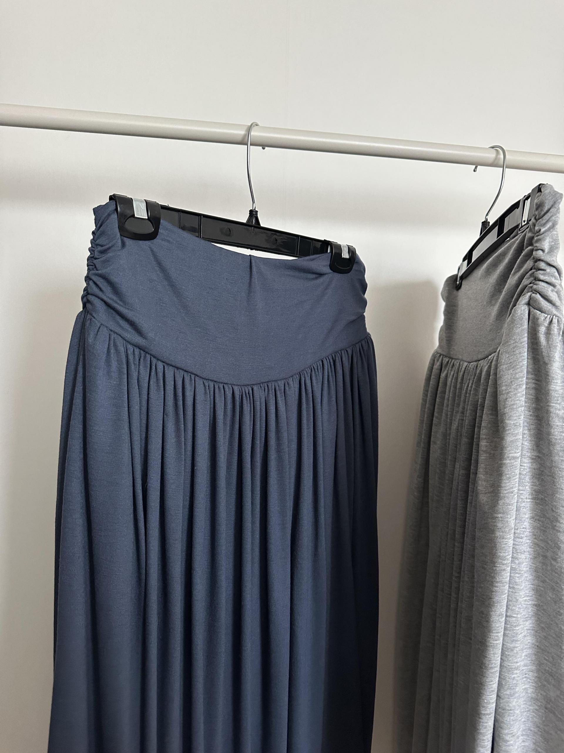 make shirring skirt (navy/grey)