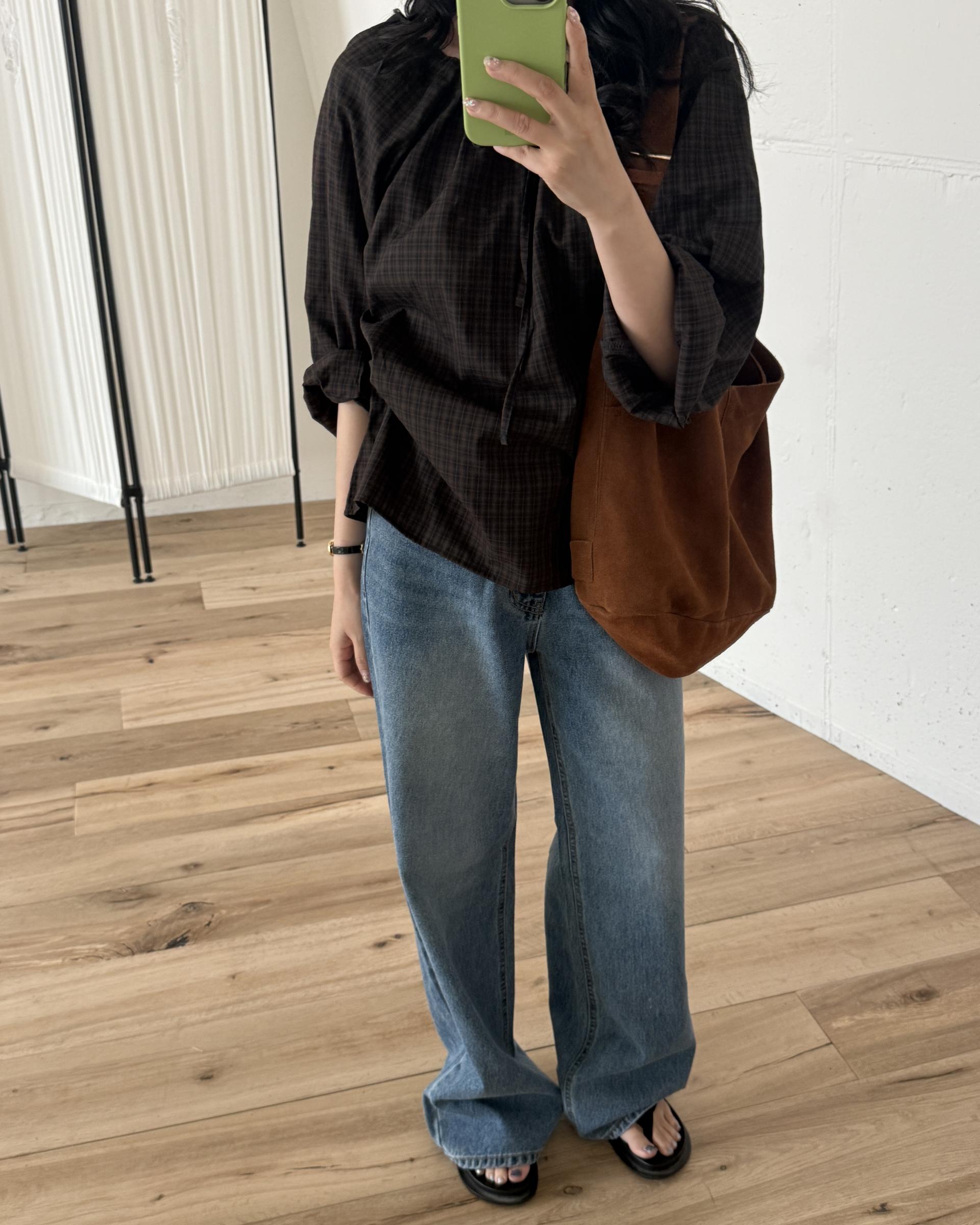aman check blouse (brown)