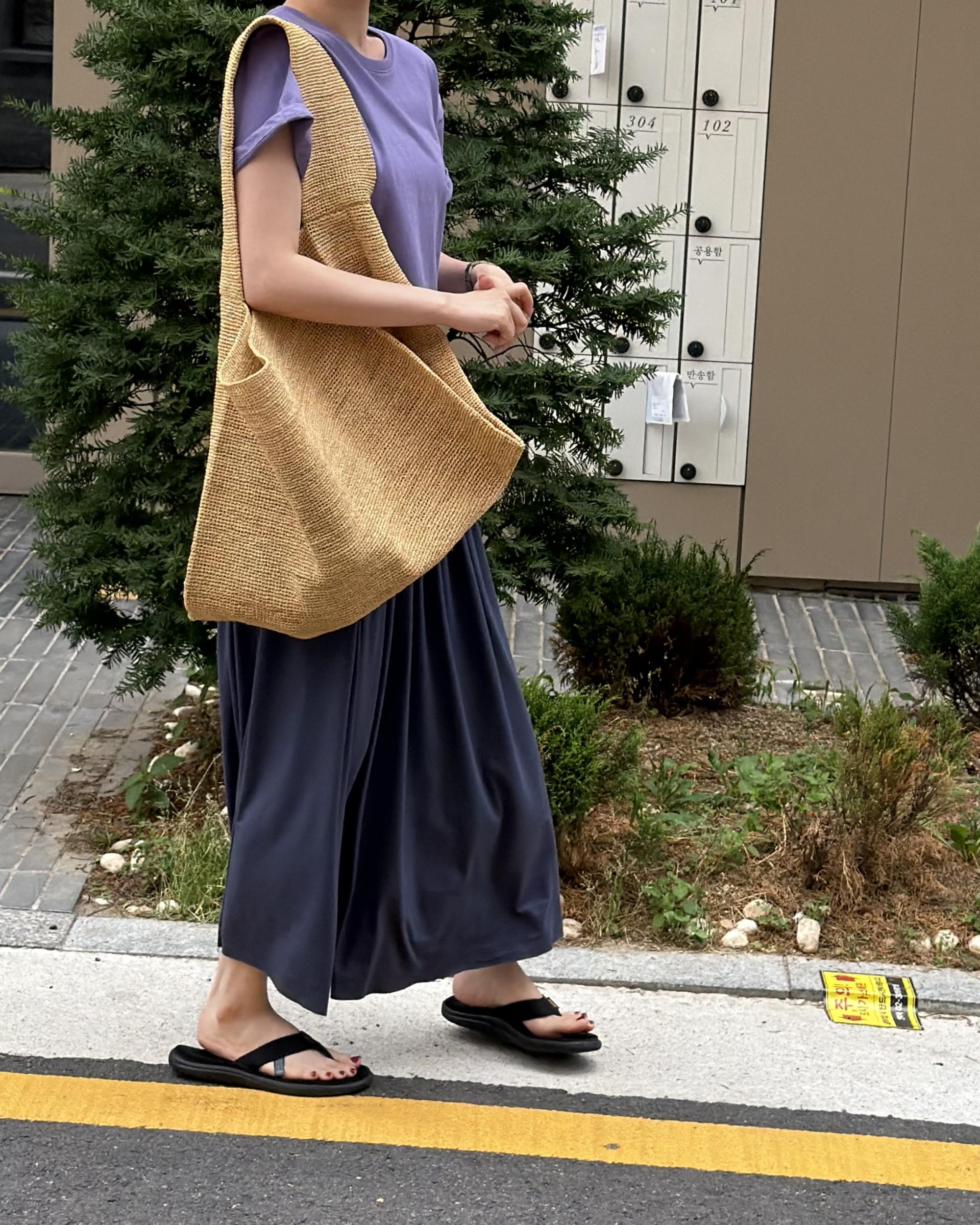 make shirring skirt (navy/grey)