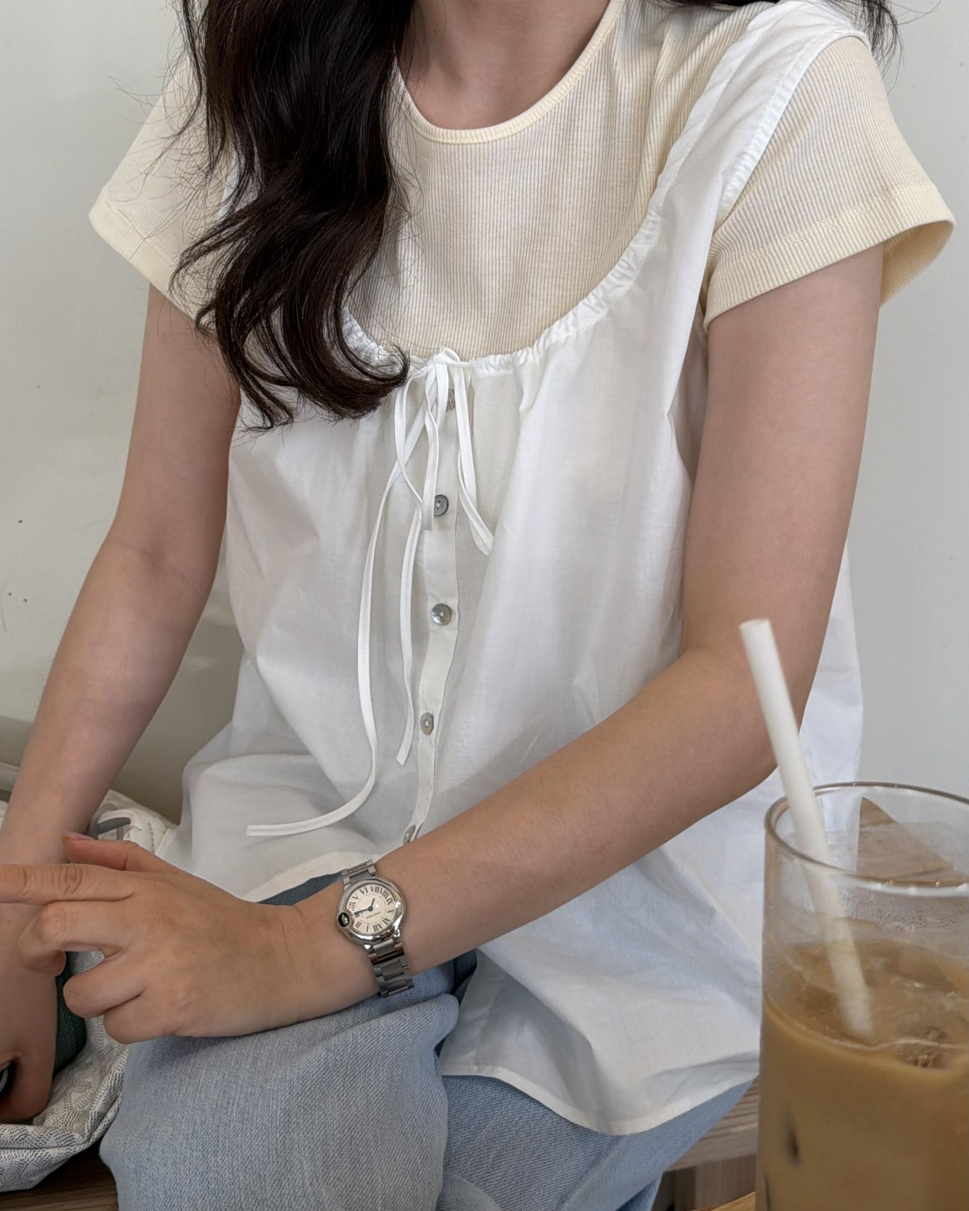 dew blouse (charcoal/white)