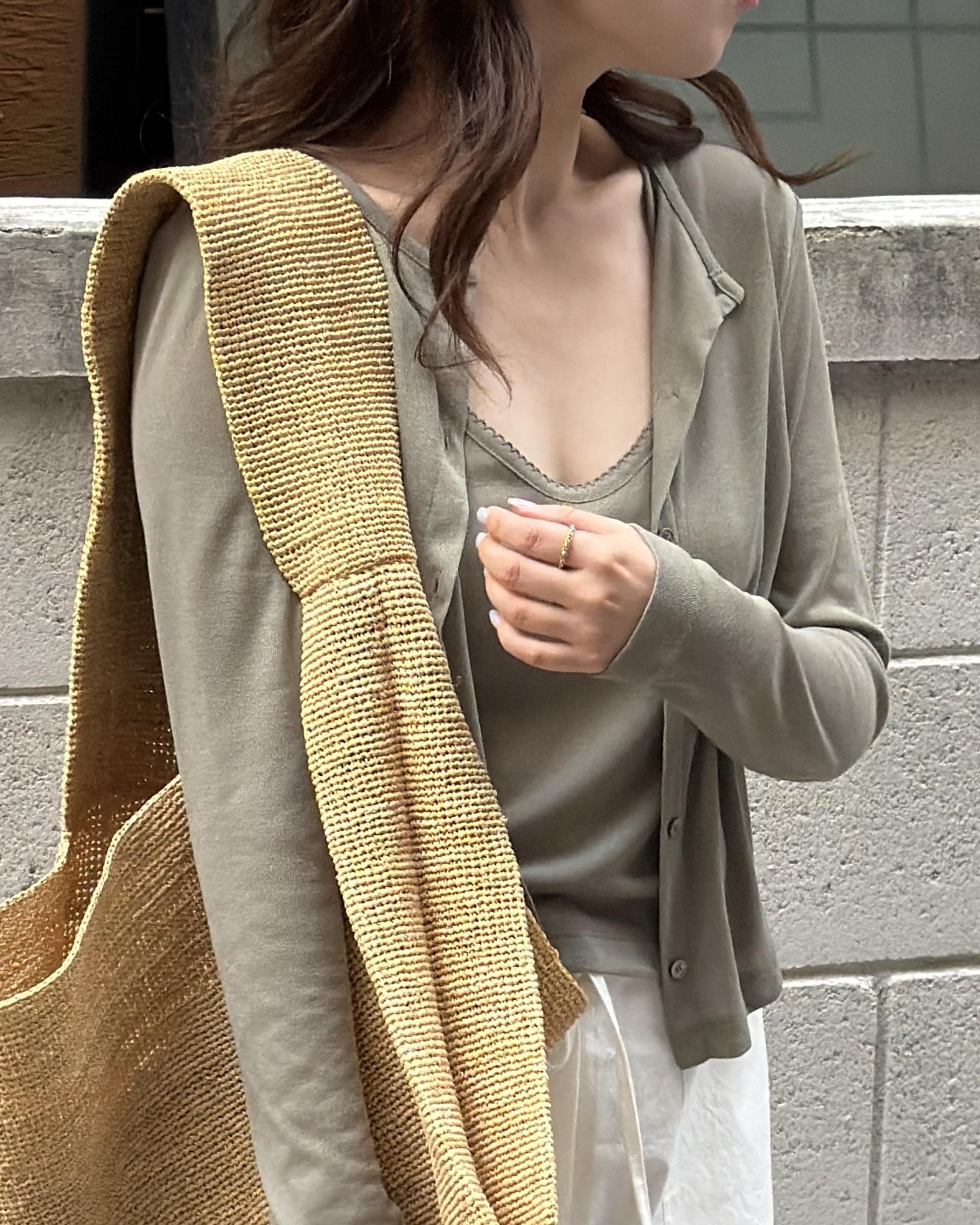 thin cardigan set (navy/khaki)