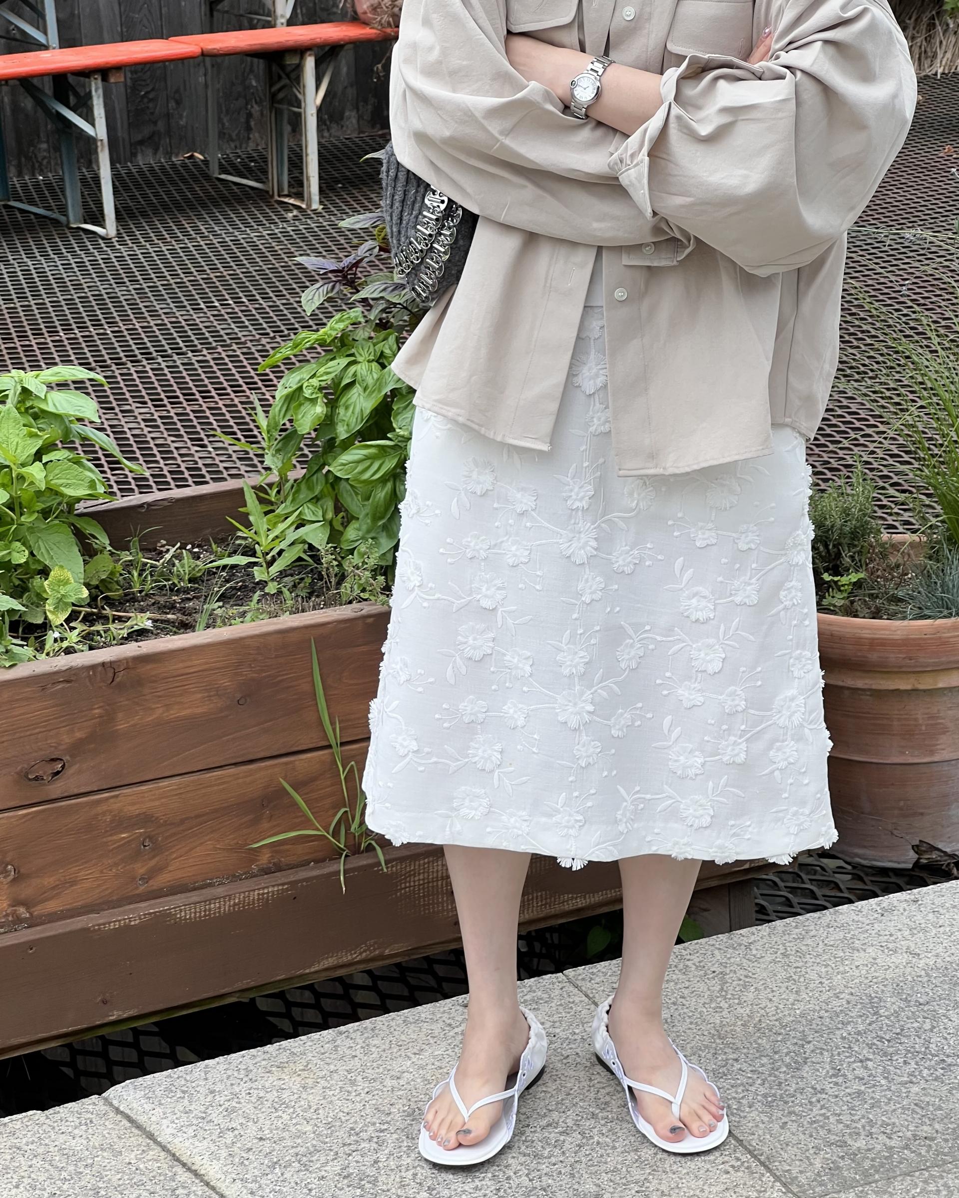magnet shirring blouse (cream/beige)