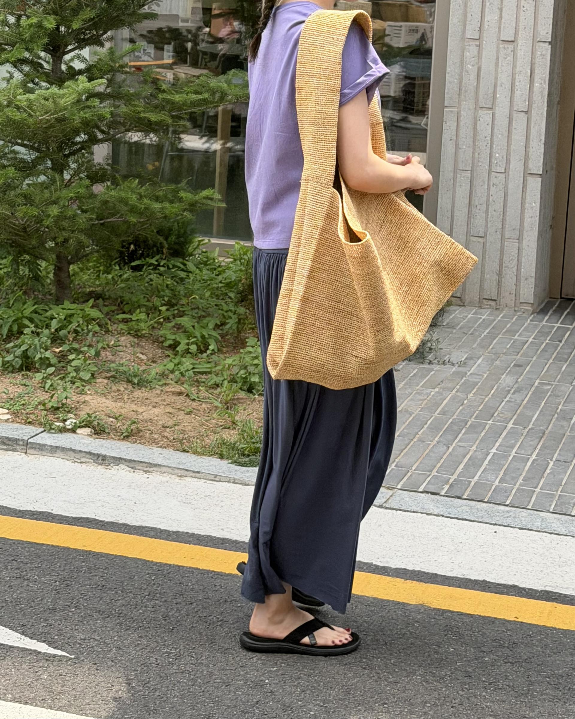 make shirring skirt (navy/grey)