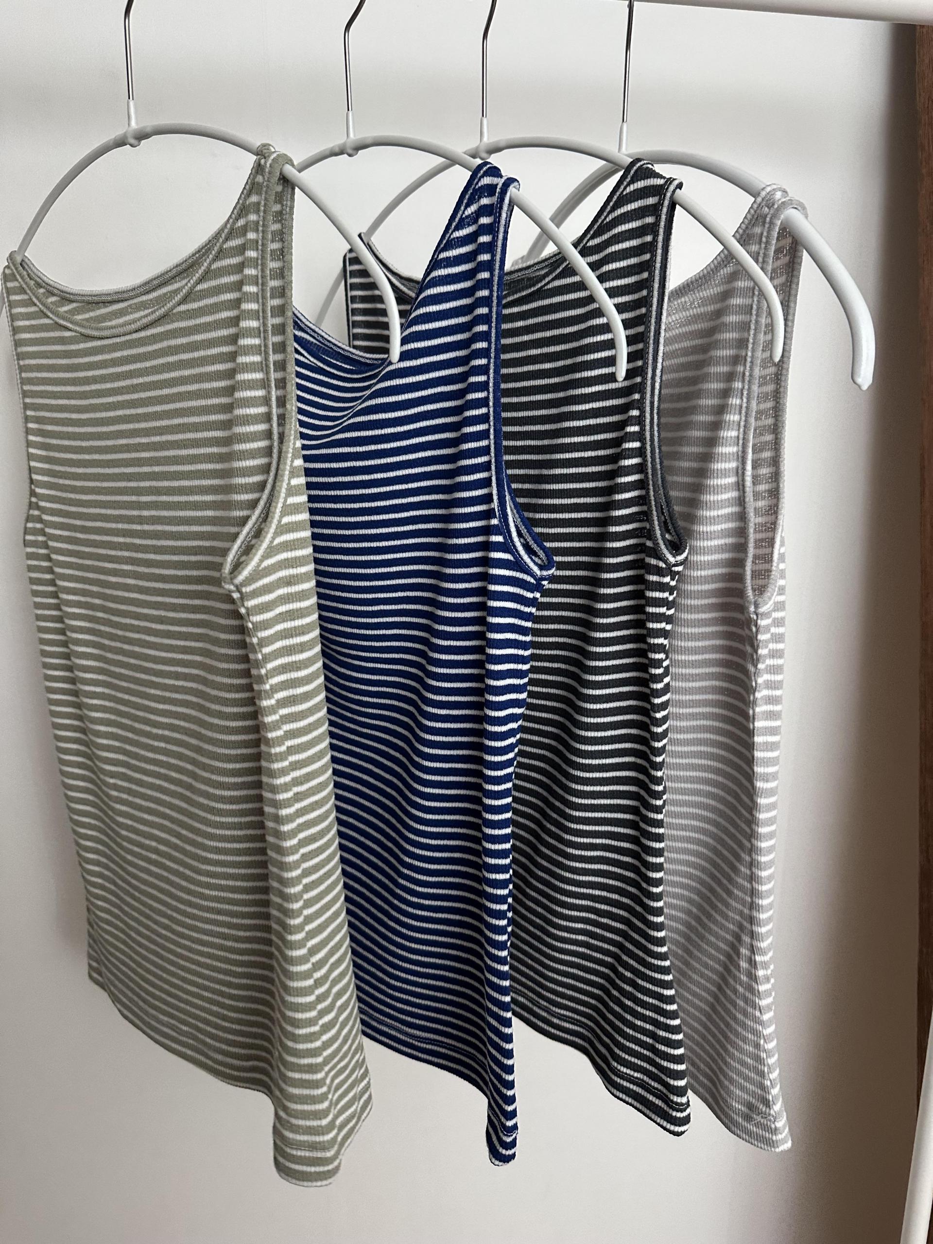 salt stripe sleeveless (blue/charcoal/pale grey/pale khaki)