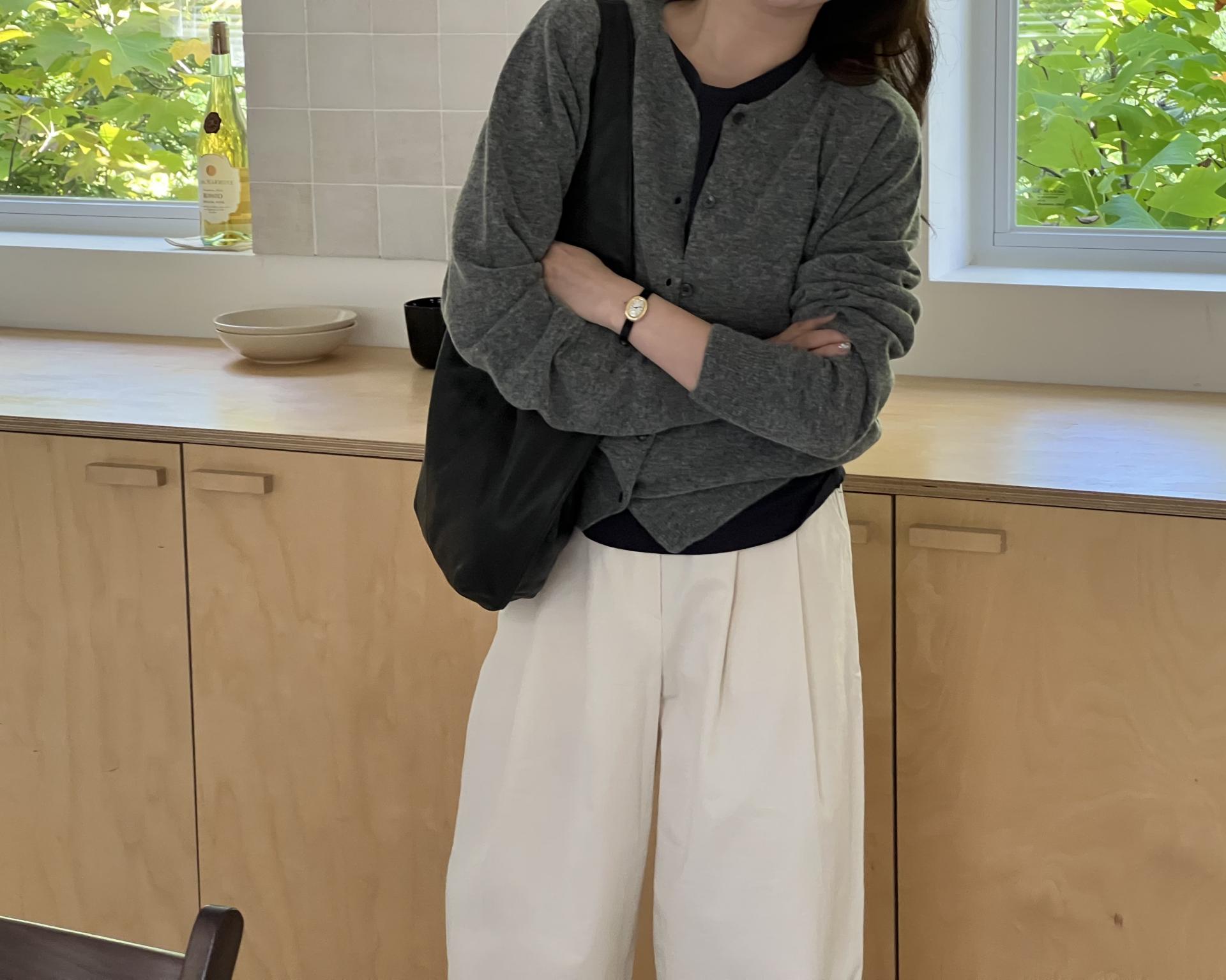 cotton pintuck pants (navy/cream/khaki)