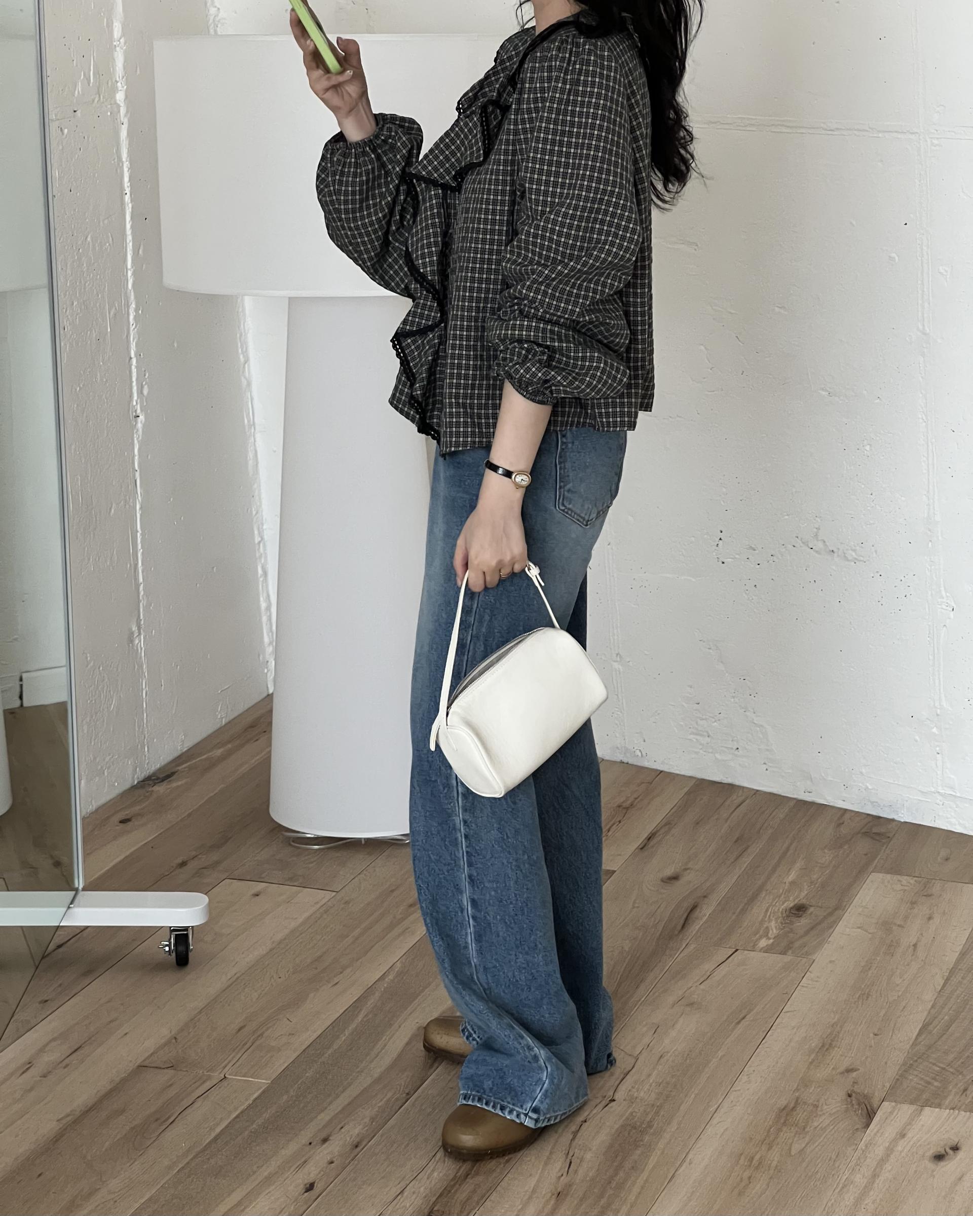sally frill blouse (check)
