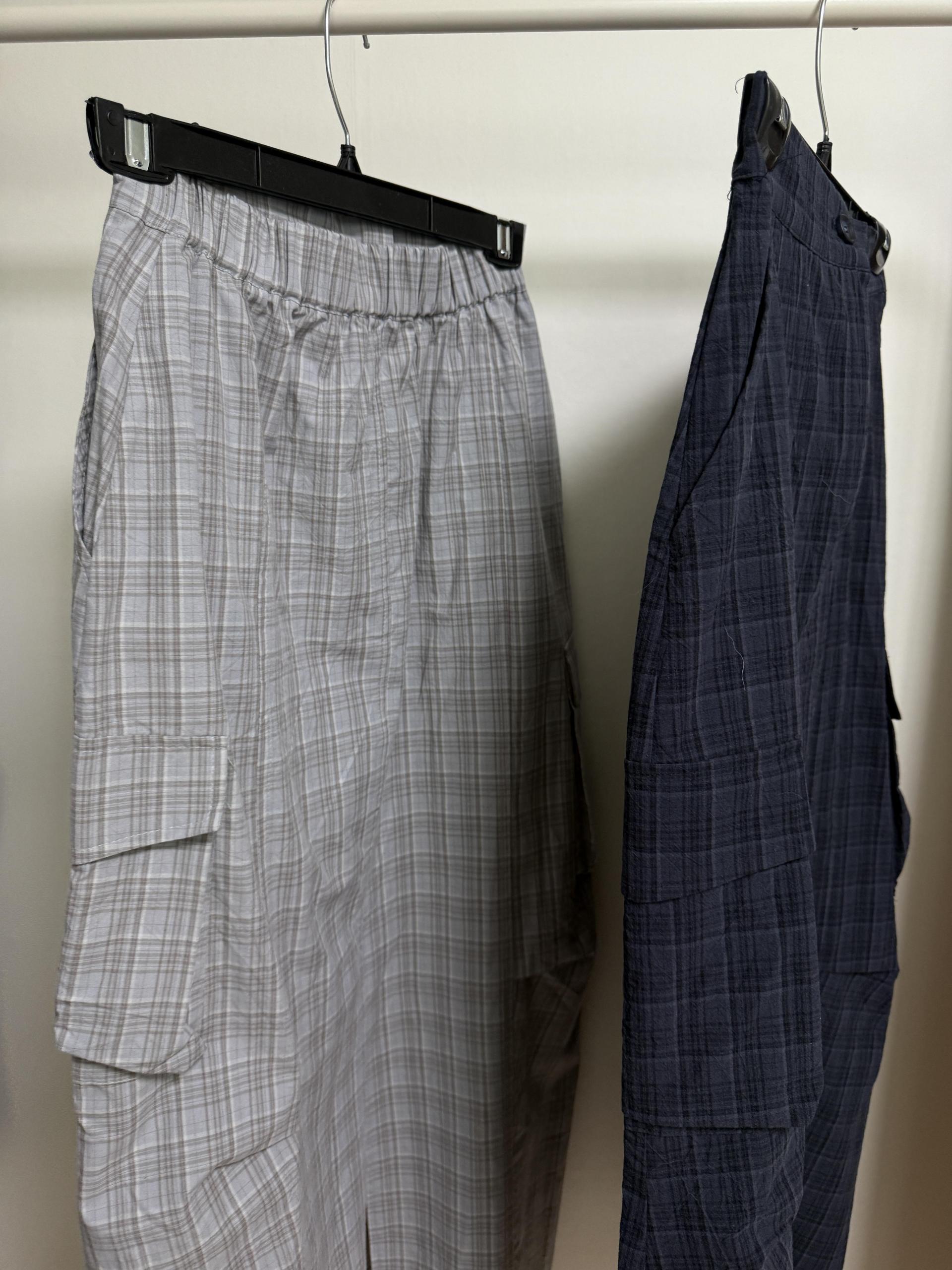 teddy check skirt (grey/navy)