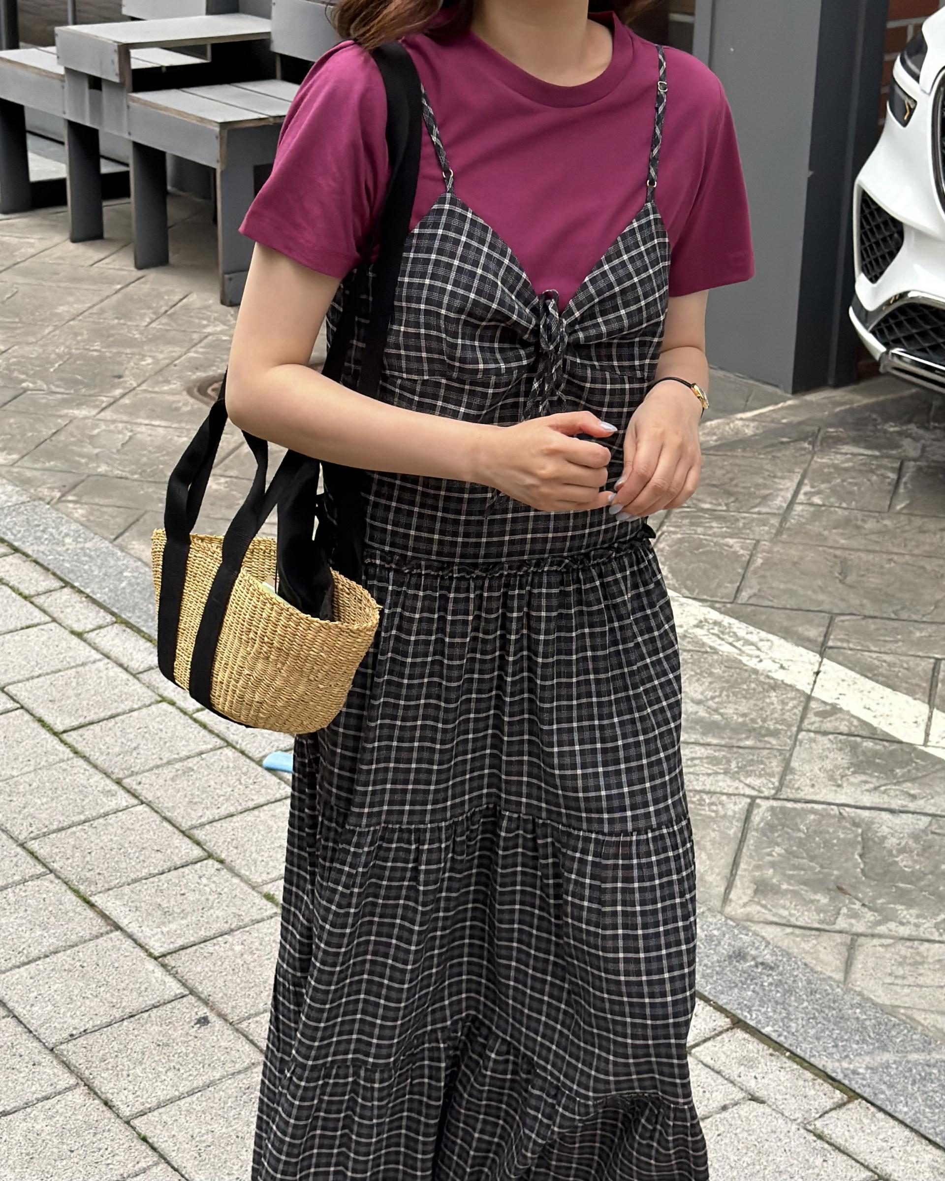 kate check dress (black/blue)