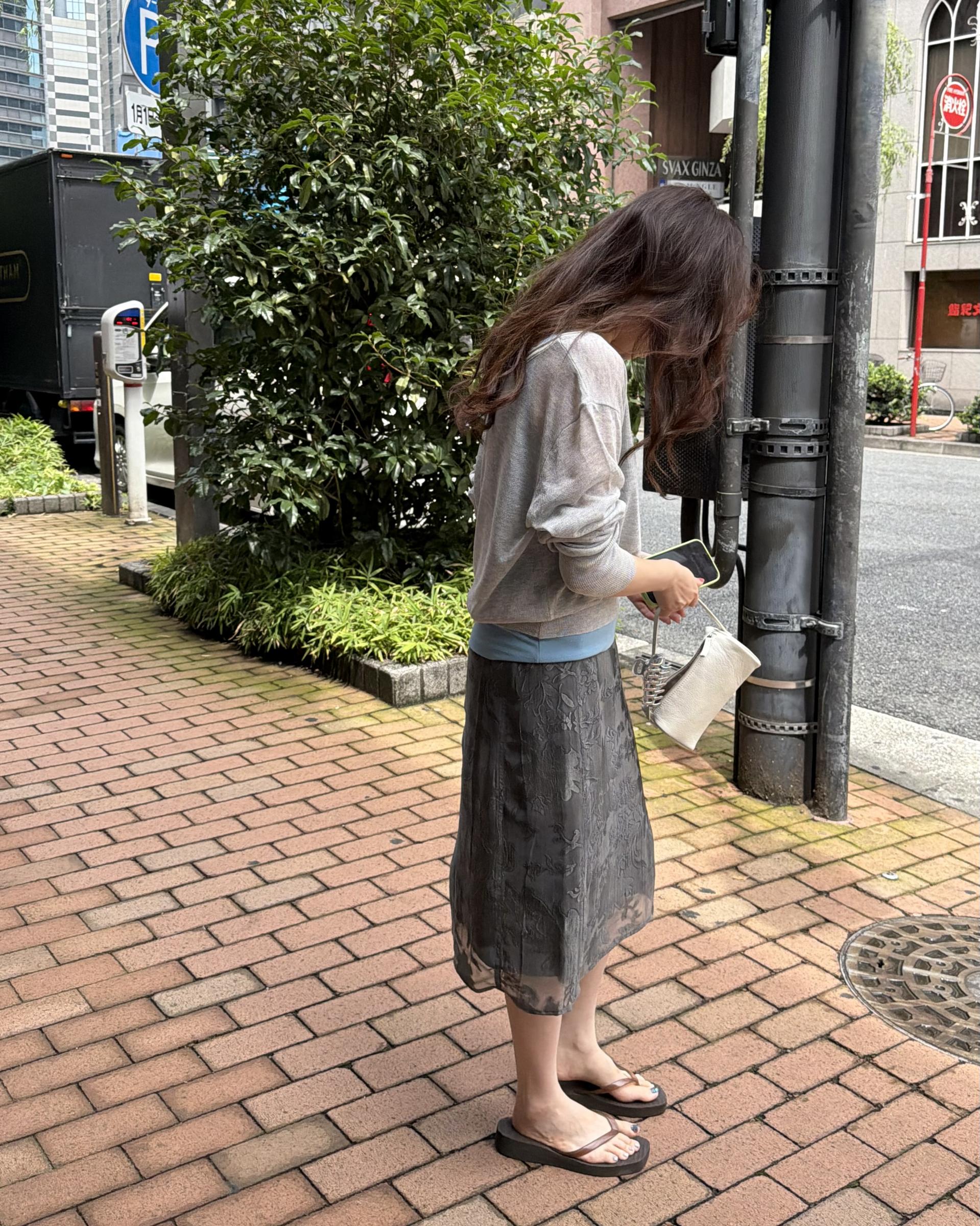 punch u-neck knit (mint/baby blue/grey)