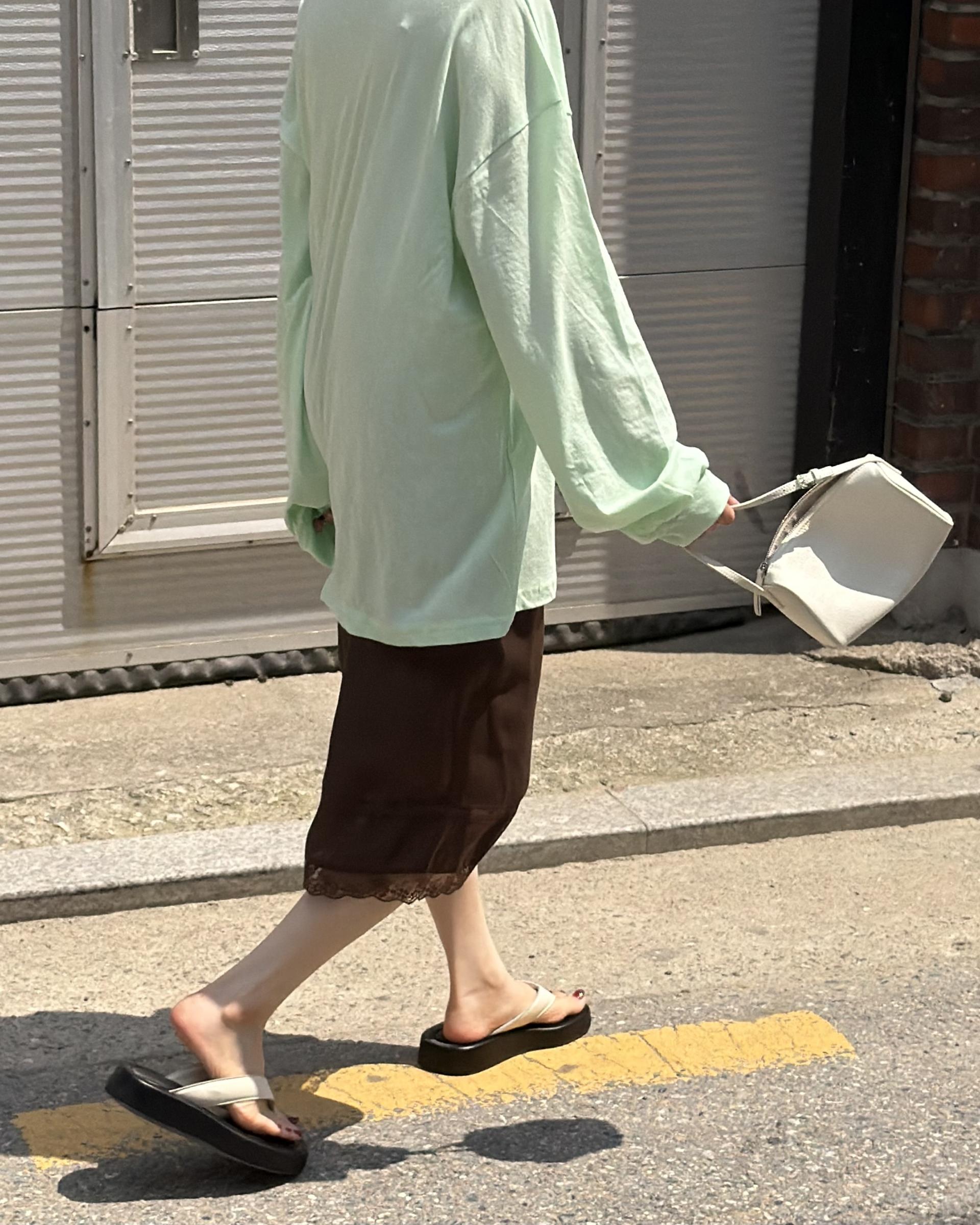 silk lace skirt (mint/brown)
