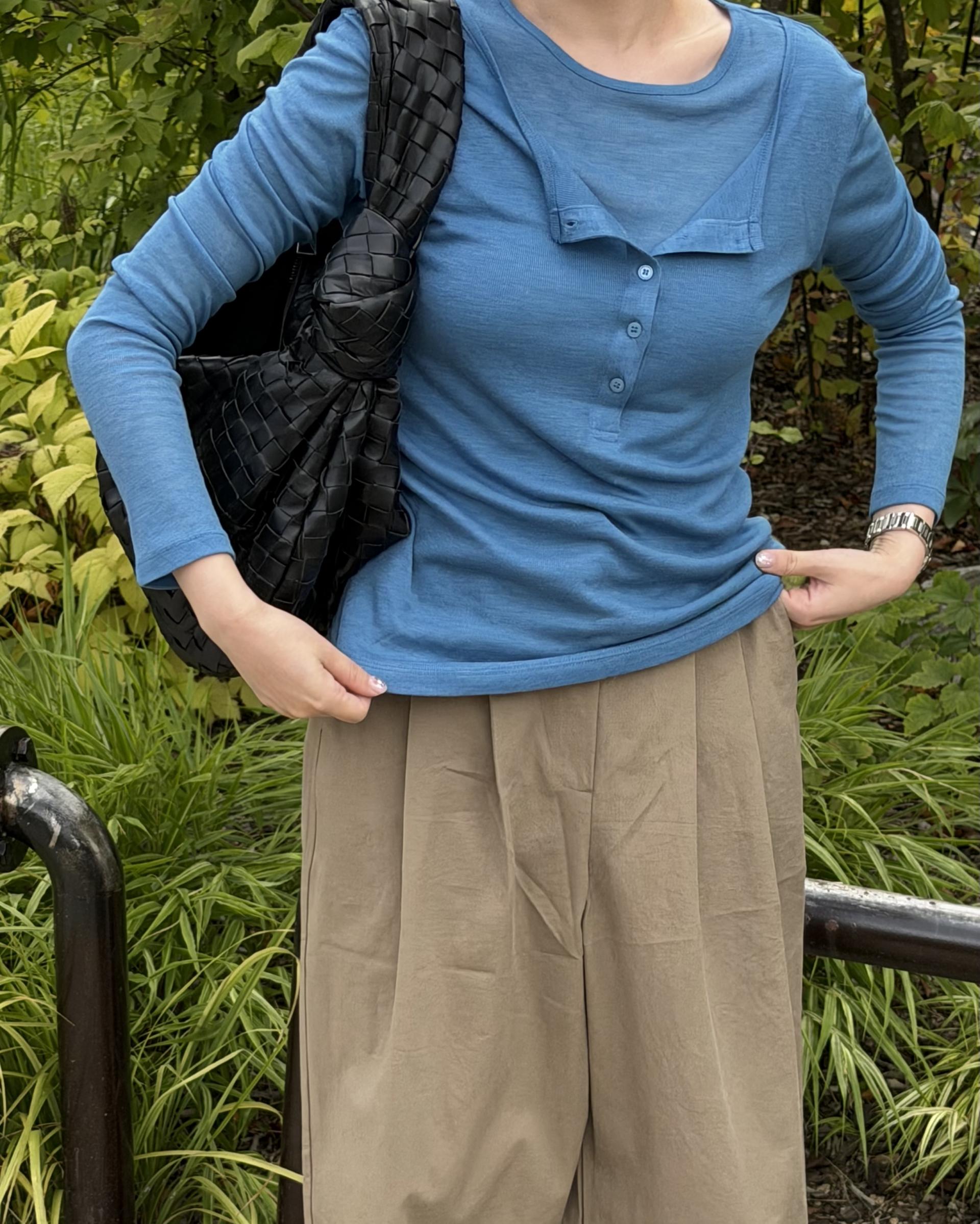 cotton pintuck pants (navy/cream/khaki)