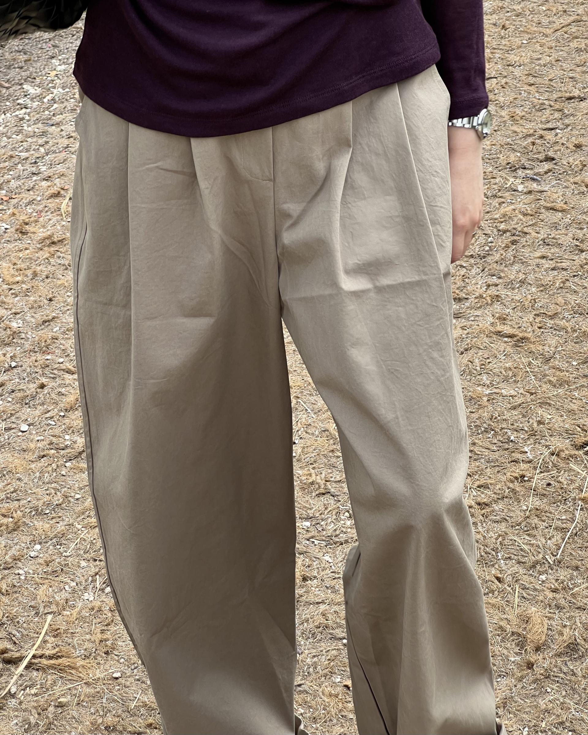 cotton pintuck pants (navy/cream/khaki)