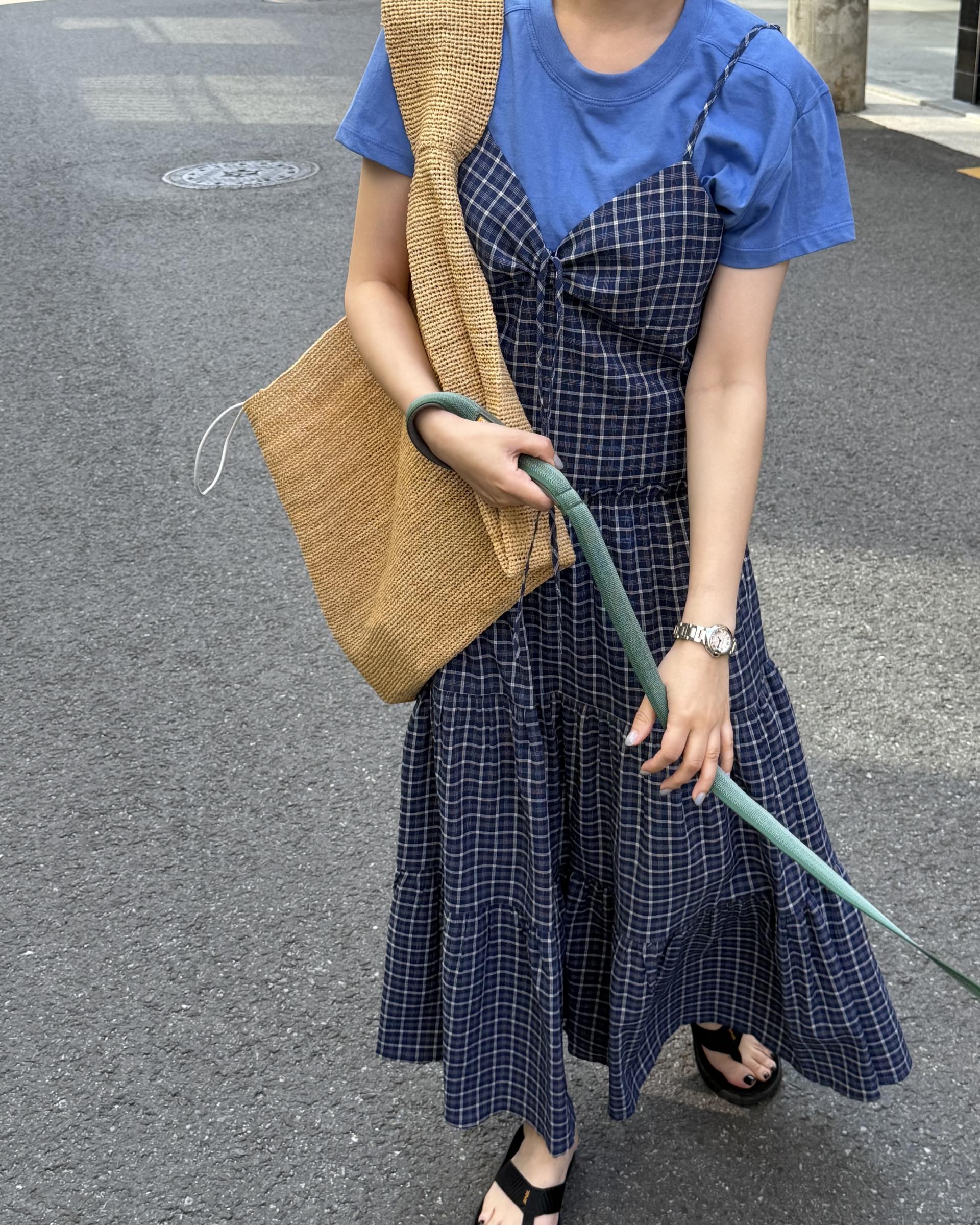 kate check dress (black/blue)