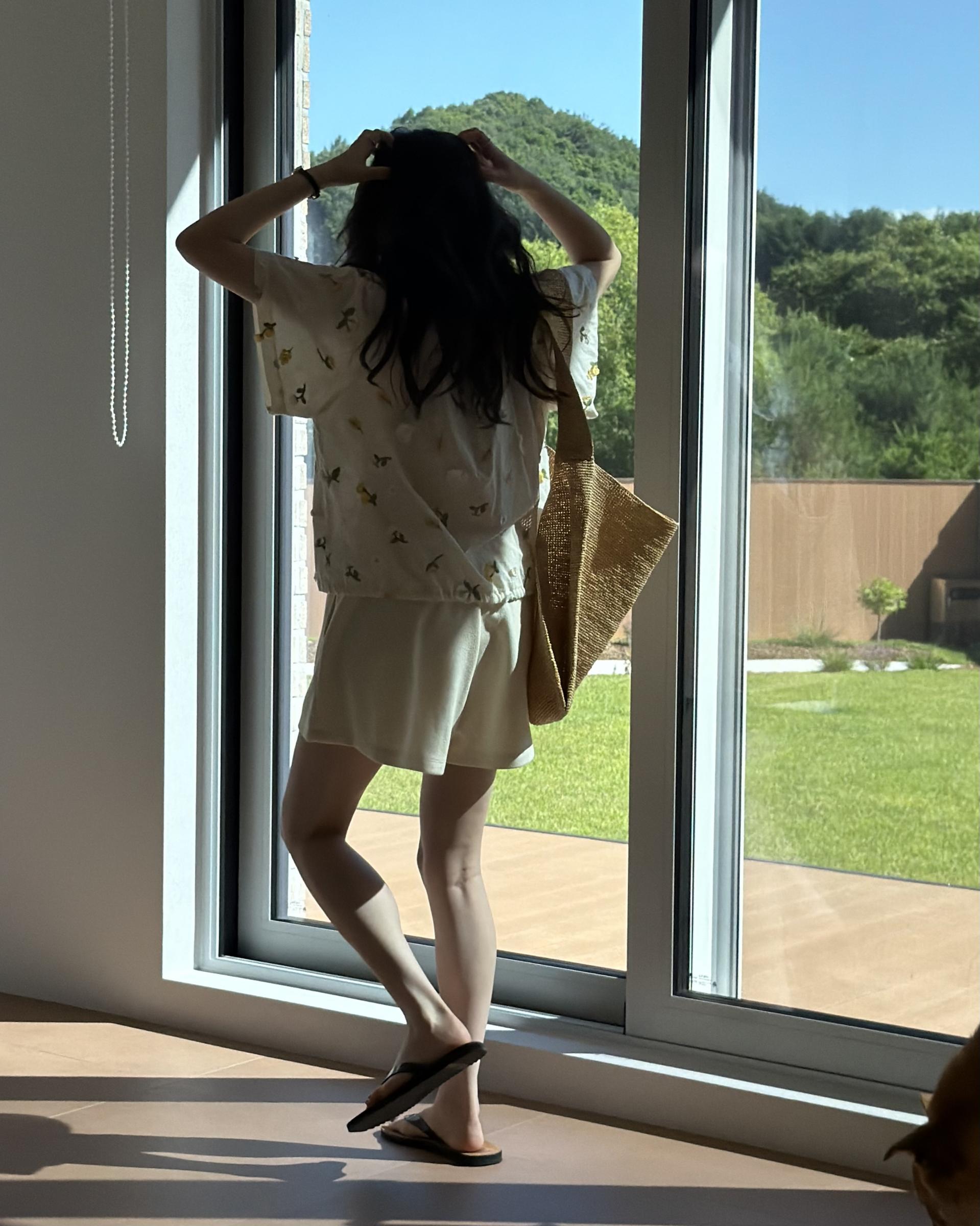 cream terry shorts