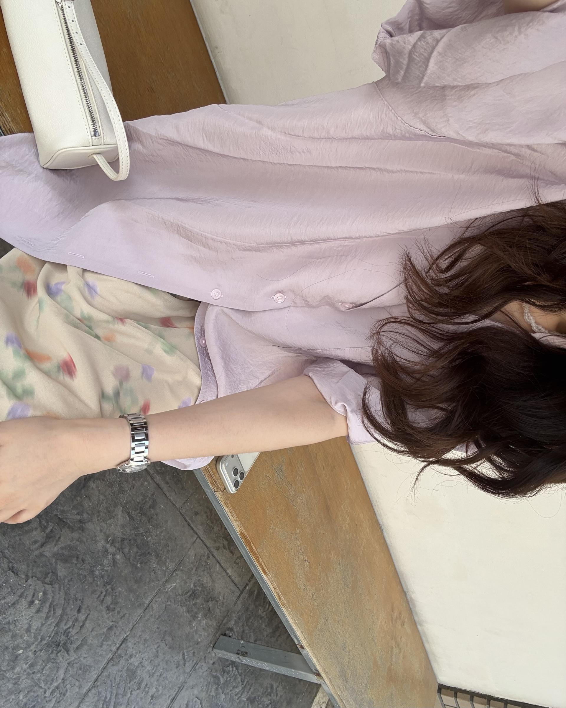 gloss half shirt (cream/lilac)