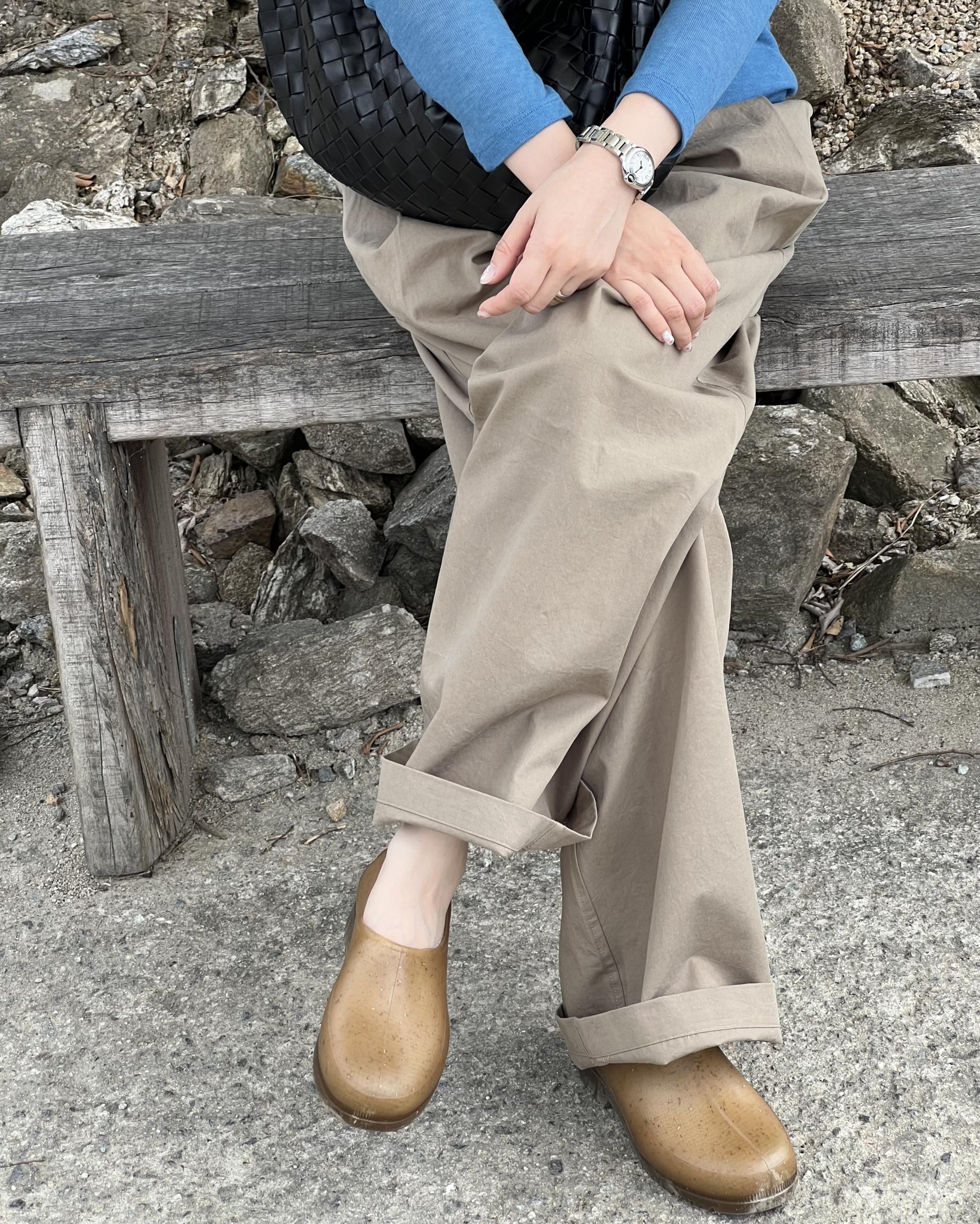 cotton pintuck pants (navy/cream/khaki)
