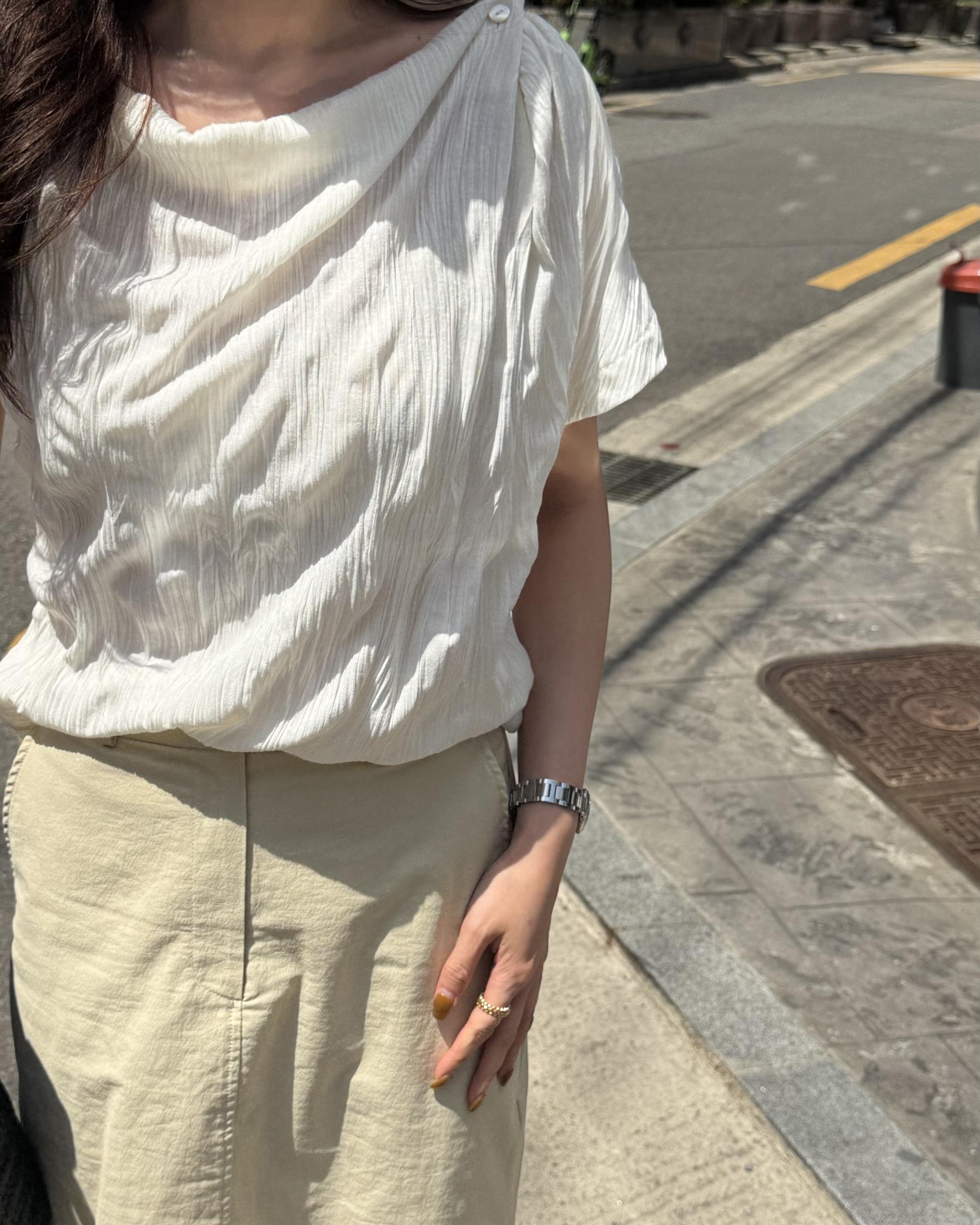 creme cotton skirt (beige/white) 완