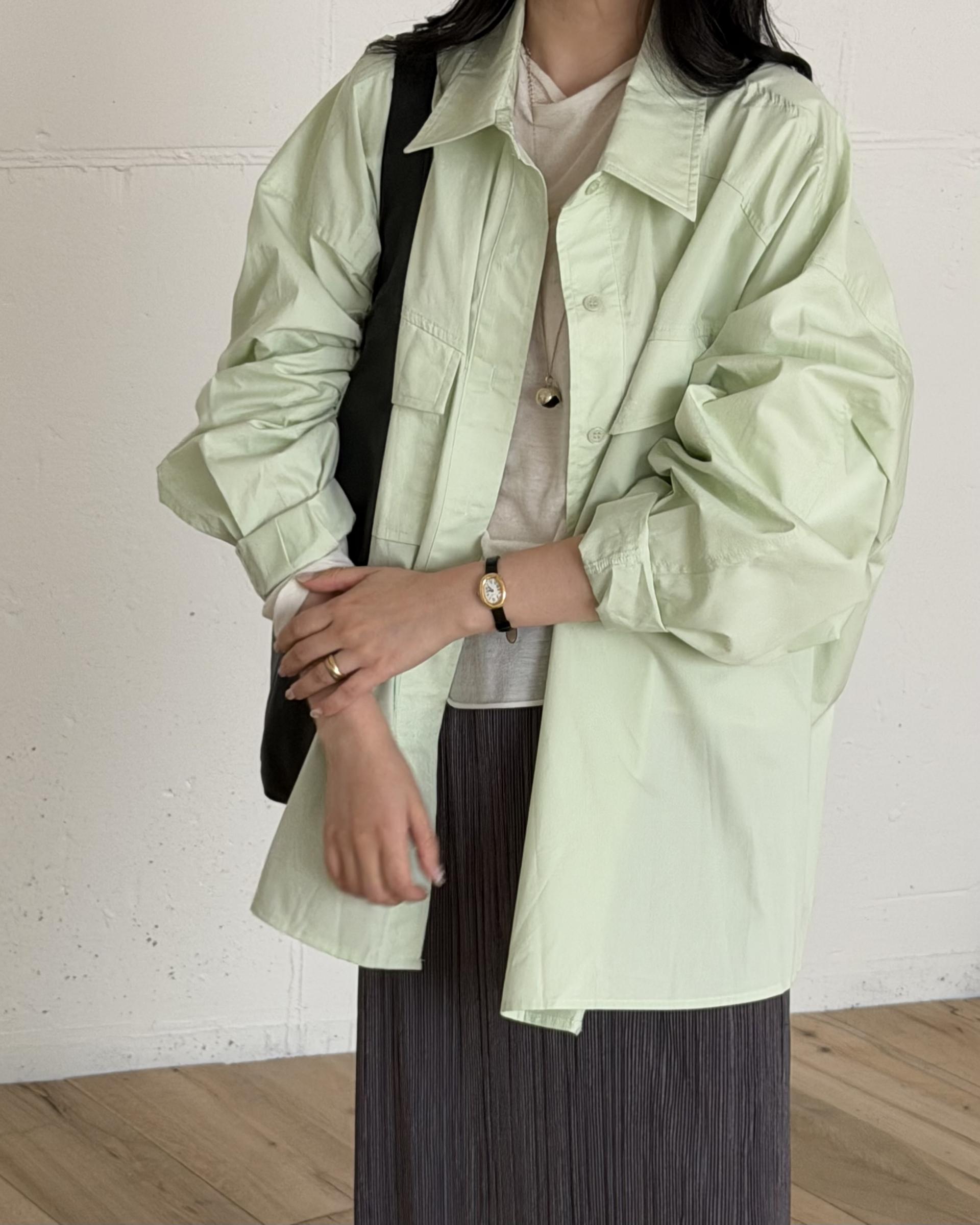 over pocket shirt (mint/charcoal)
